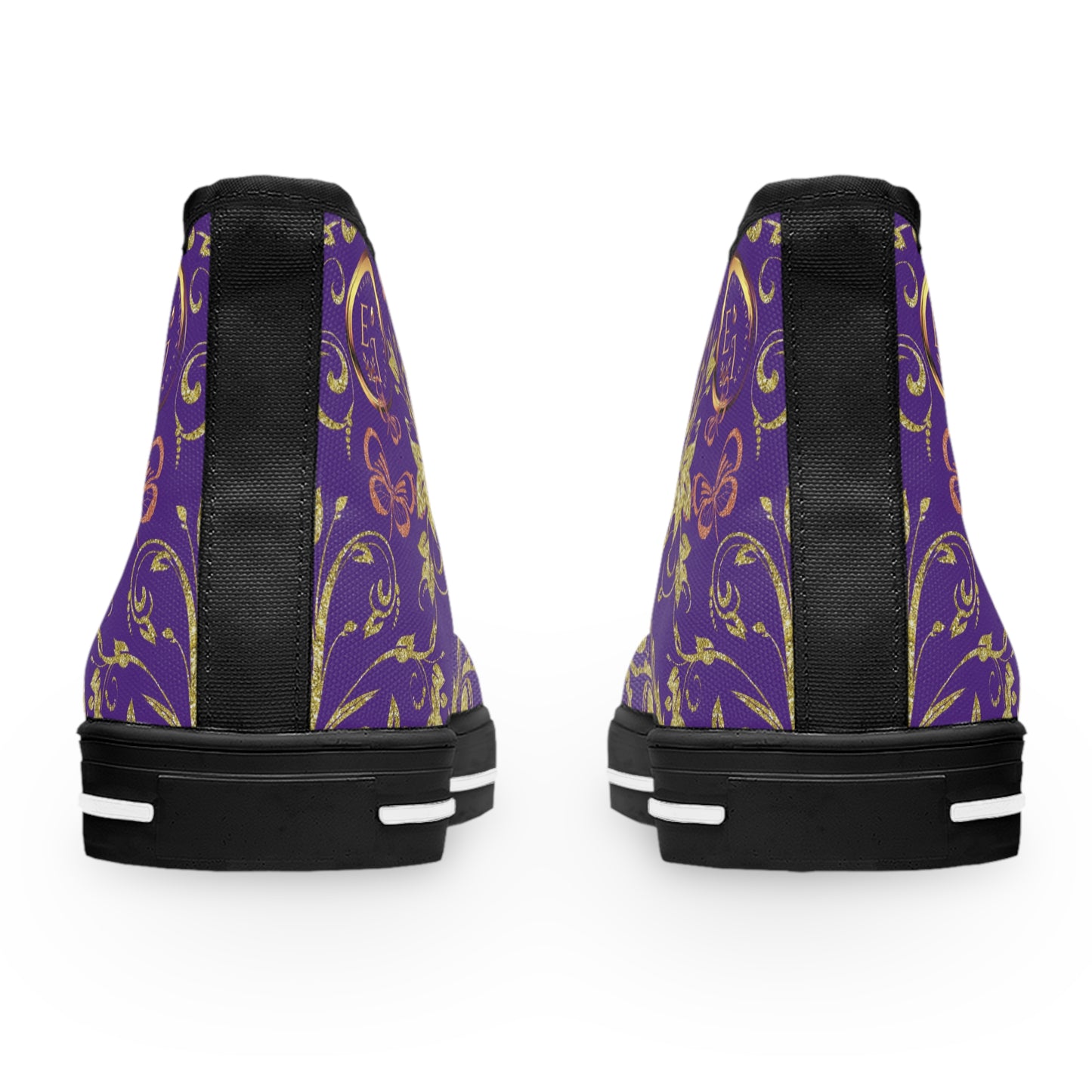 Bohemian Butterfly Heart | Purple | Black Sole HighTop Sneakers