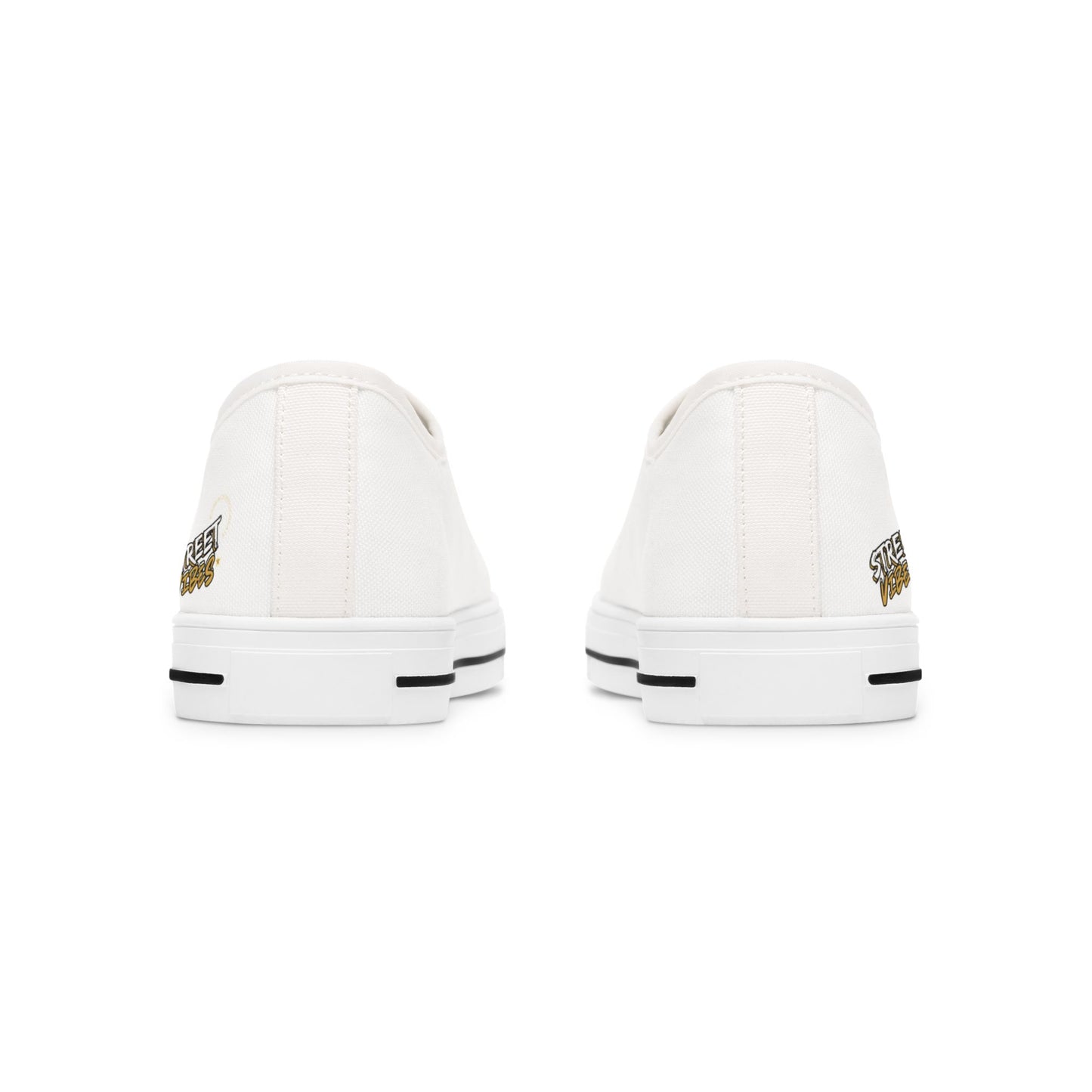 White Essence Innovation 'Street Vibes' sneakers with gold accents on a white background