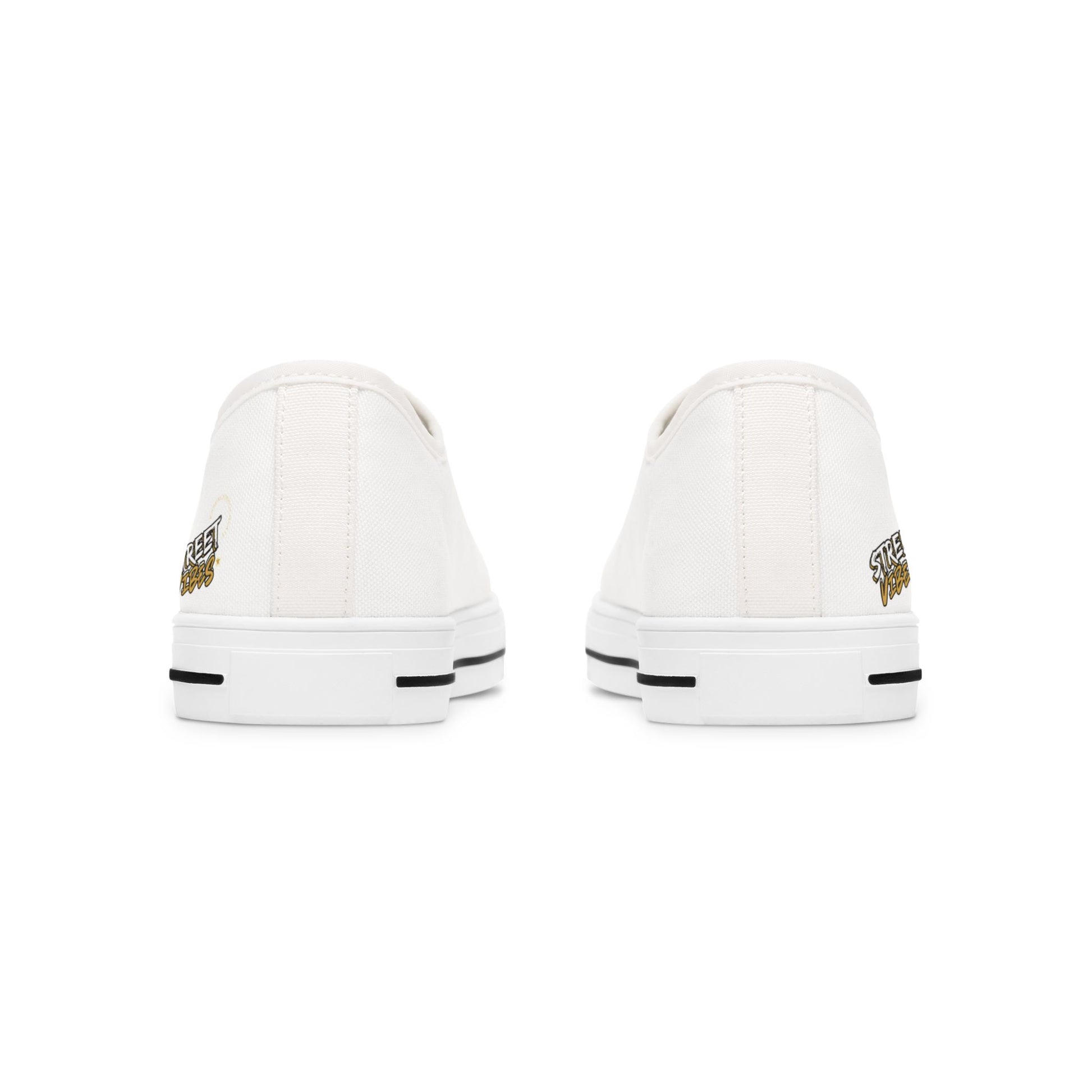 White Essence Innovation 'Street Vibes' sneakers with gold accents on a white background