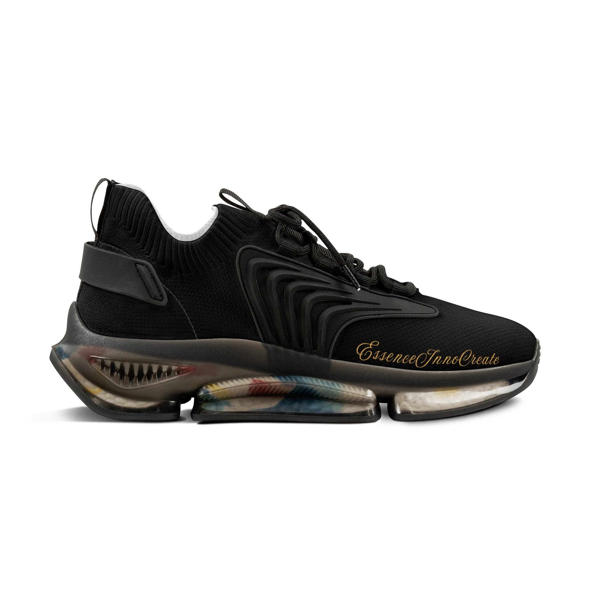 Black 'EssenceInnoCreate' sneaker on a white background