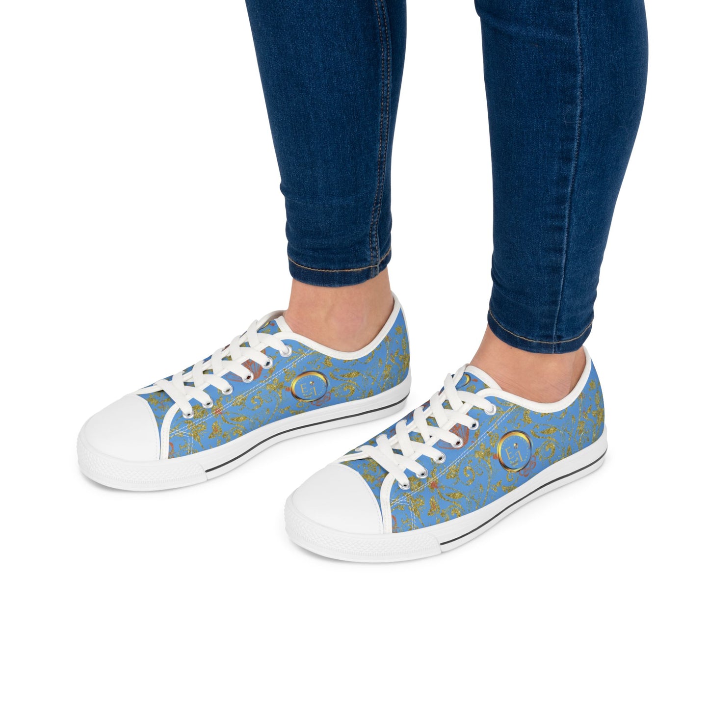 Ladies Bohemian Butterfly | Light Blue | White Sole LowTops