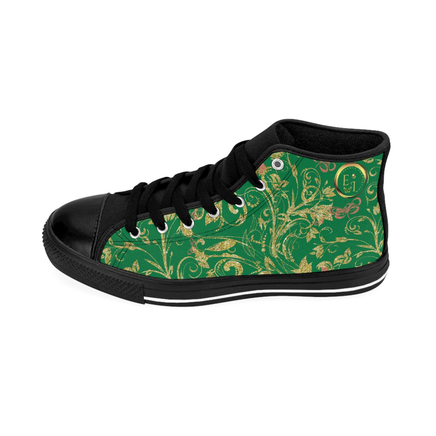 Bohemian Butterfly Hightops XII | Black Sole | Dark Green