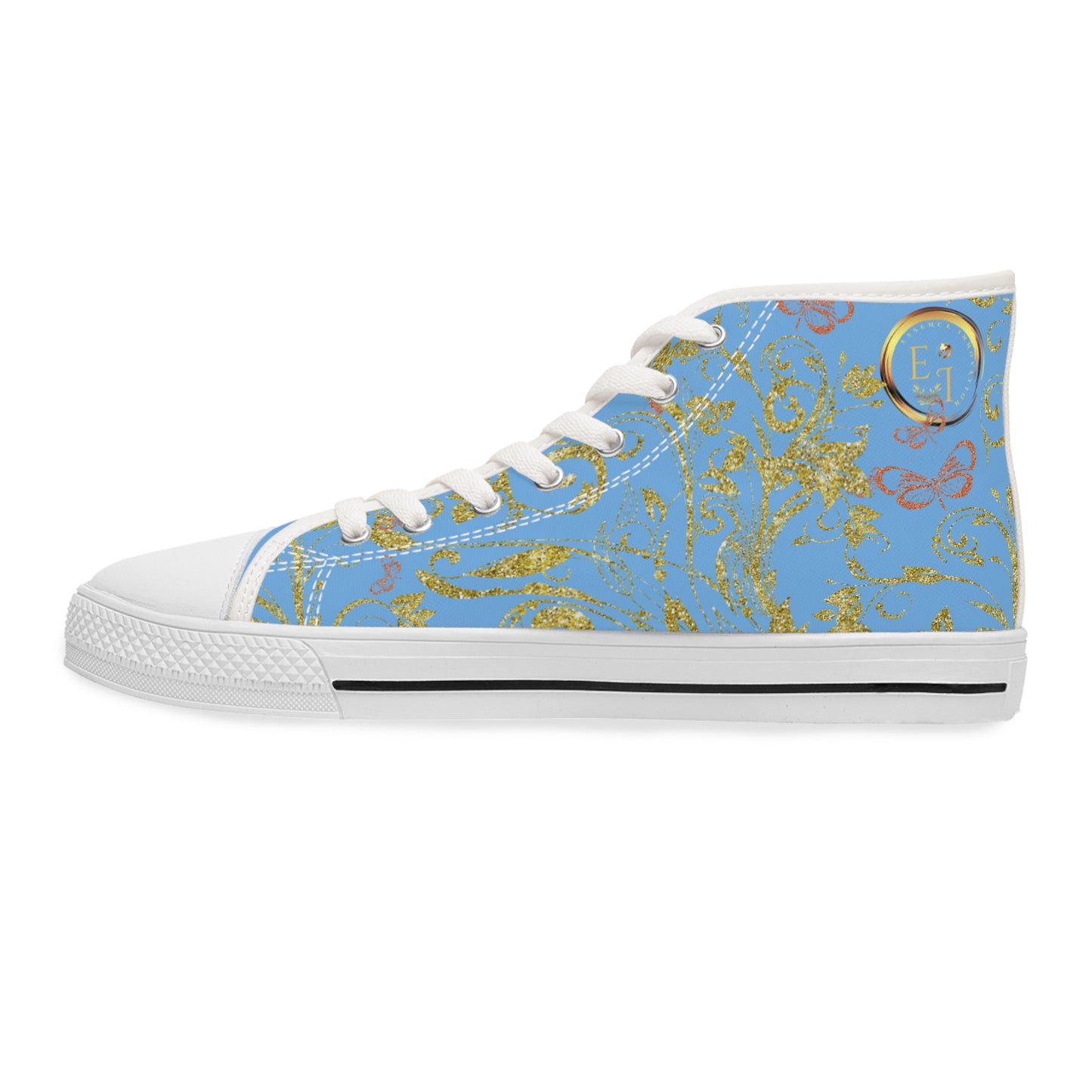 Ladies Bohemian Butterfly | Light Blue | White Sole HighTops