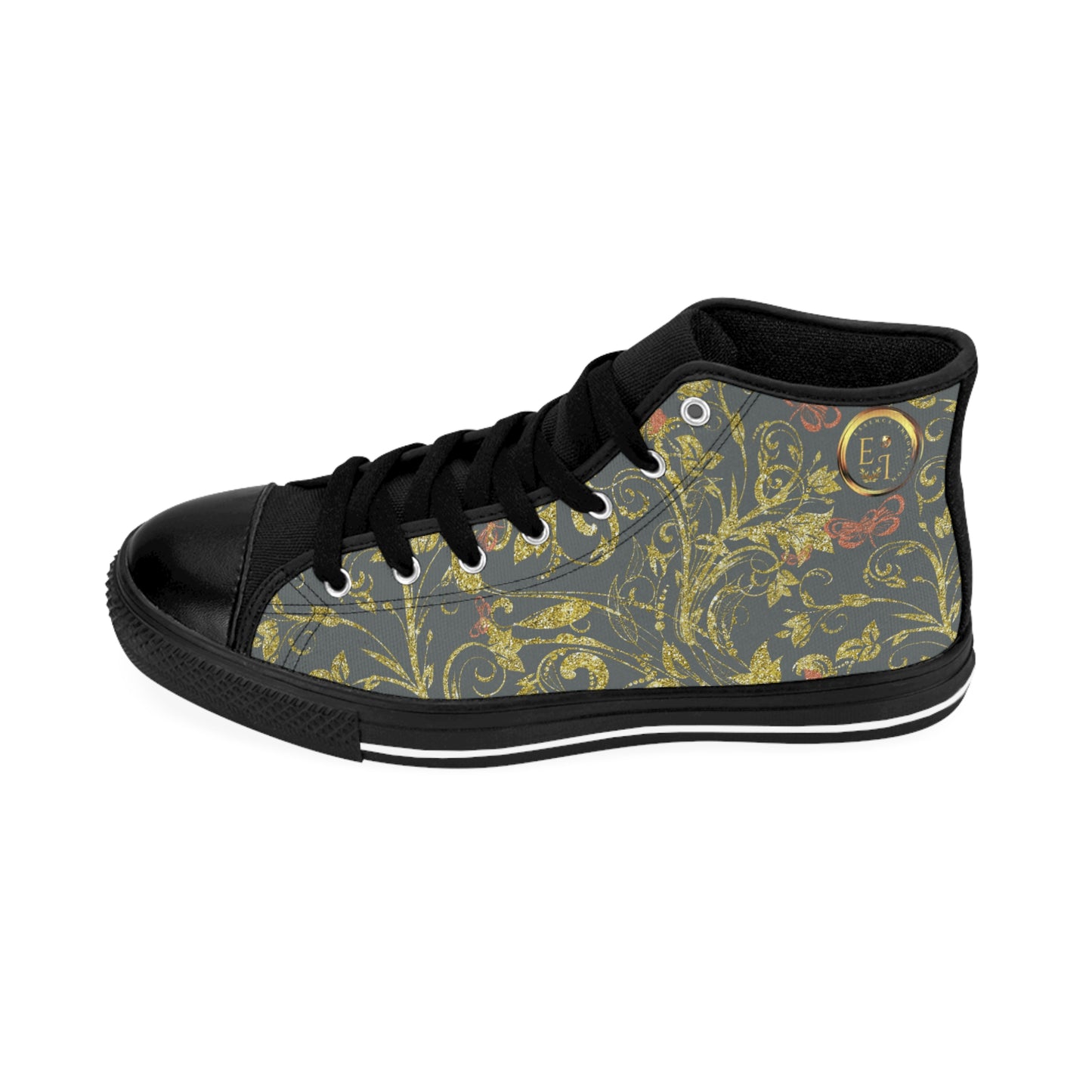 Bohemian Butterfly Hightops VIII | Black Sole | Dark Grey