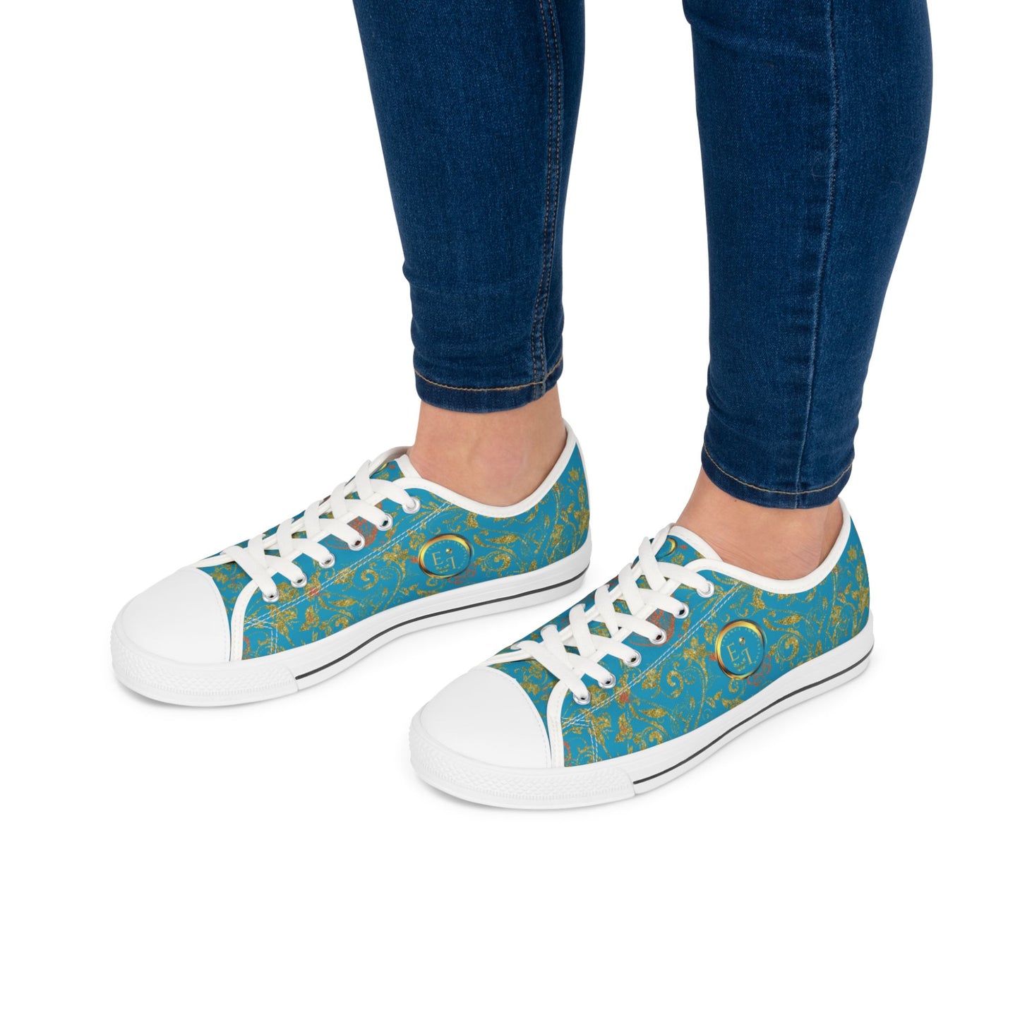 Ladies Bohemian Butterfly | Turquoise | White Sole LowTops