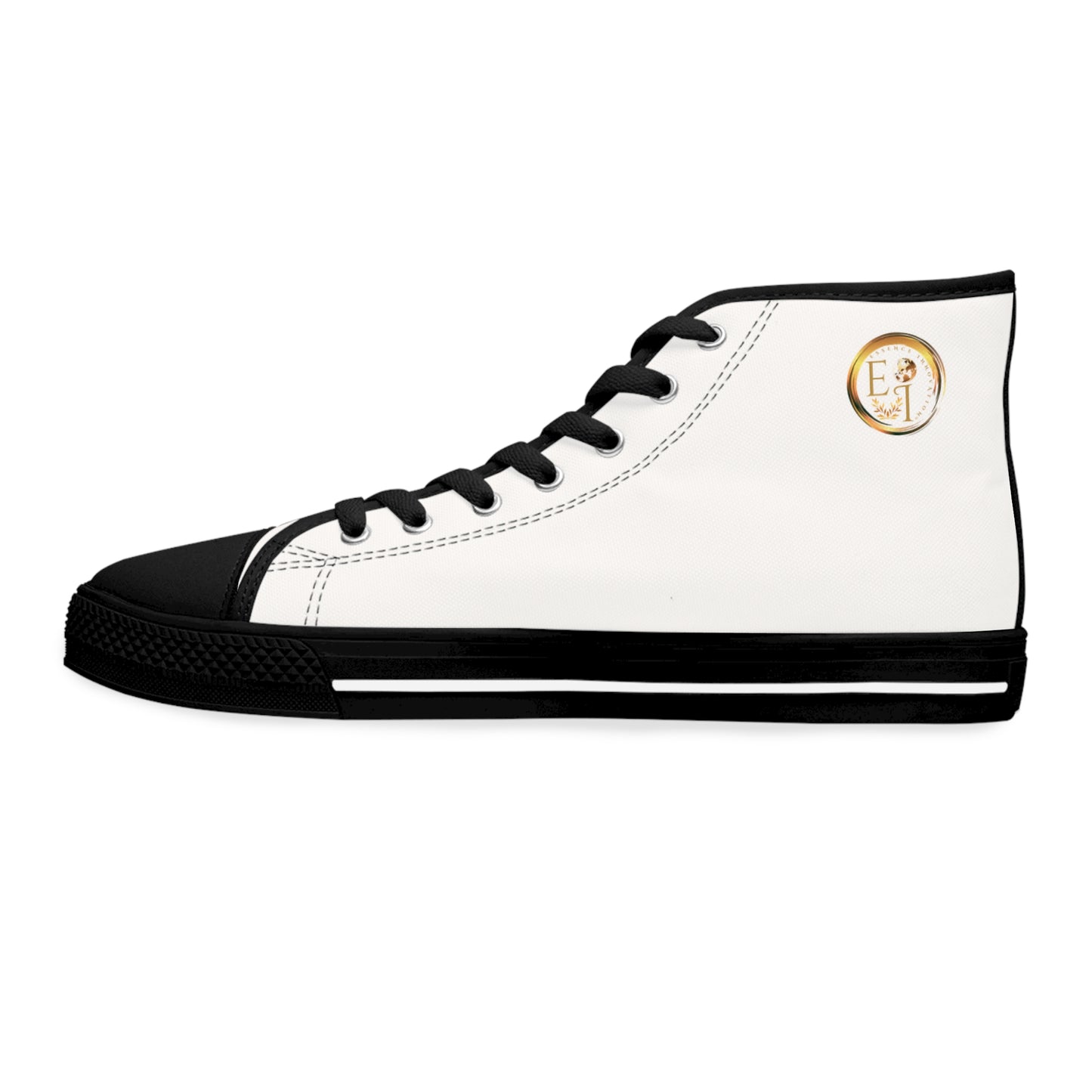 White high-top 'Essence Innovation' sneaker with black accents on a white background