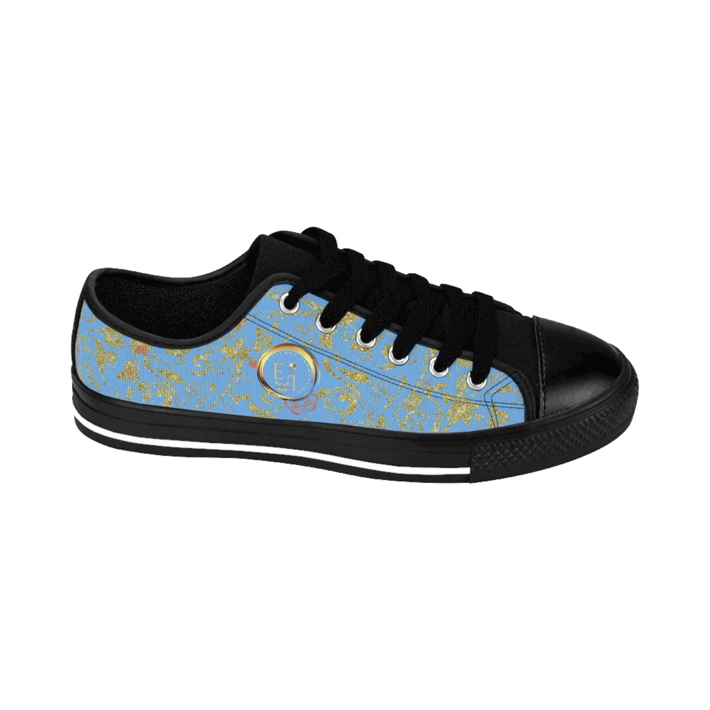 Bohemian Butterfly | Light Blue | Black Sole LowTop Sneakers