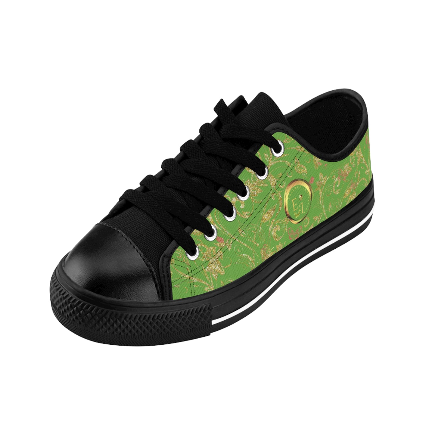 Bohemian Butterfly | Light Green | Black Sole LowTop Sneakers