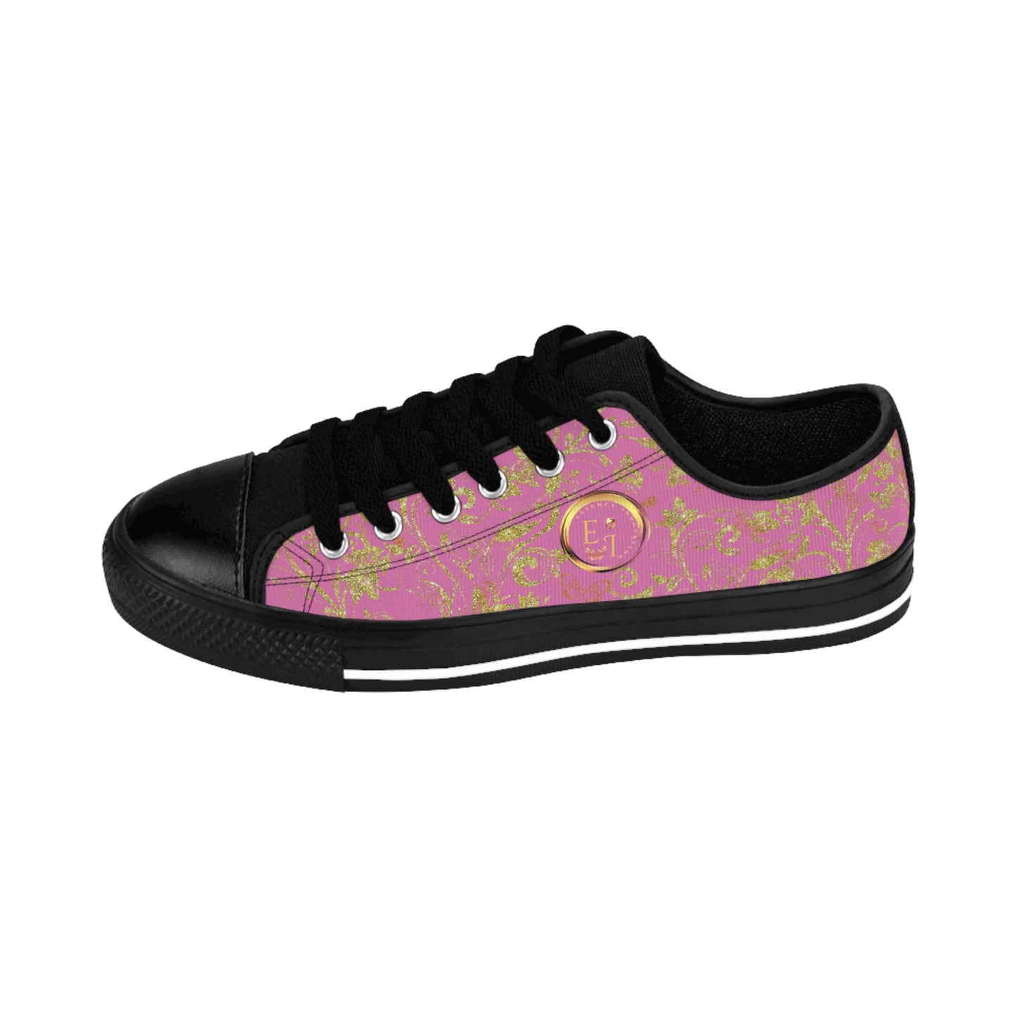 Bohemian Butterfly | Light Pink | Black Sole LowTop Sneakers