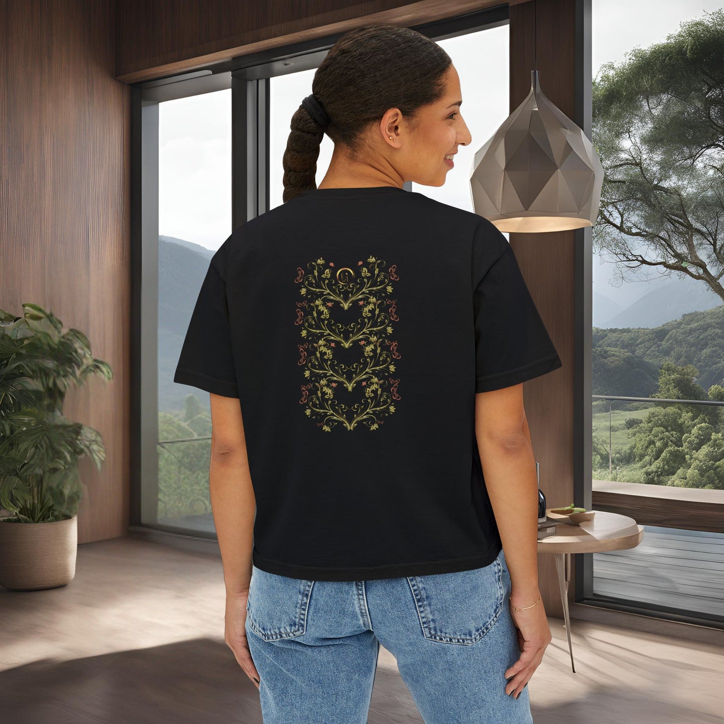 Botanical Crest Crop Tee – Floral Graphic Crop Top