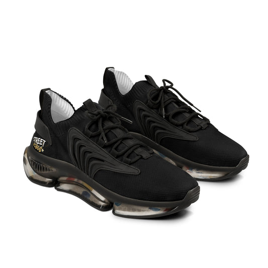 Black Essence Innovation 'Street Vibes' sneakers with transparent sole on a white background