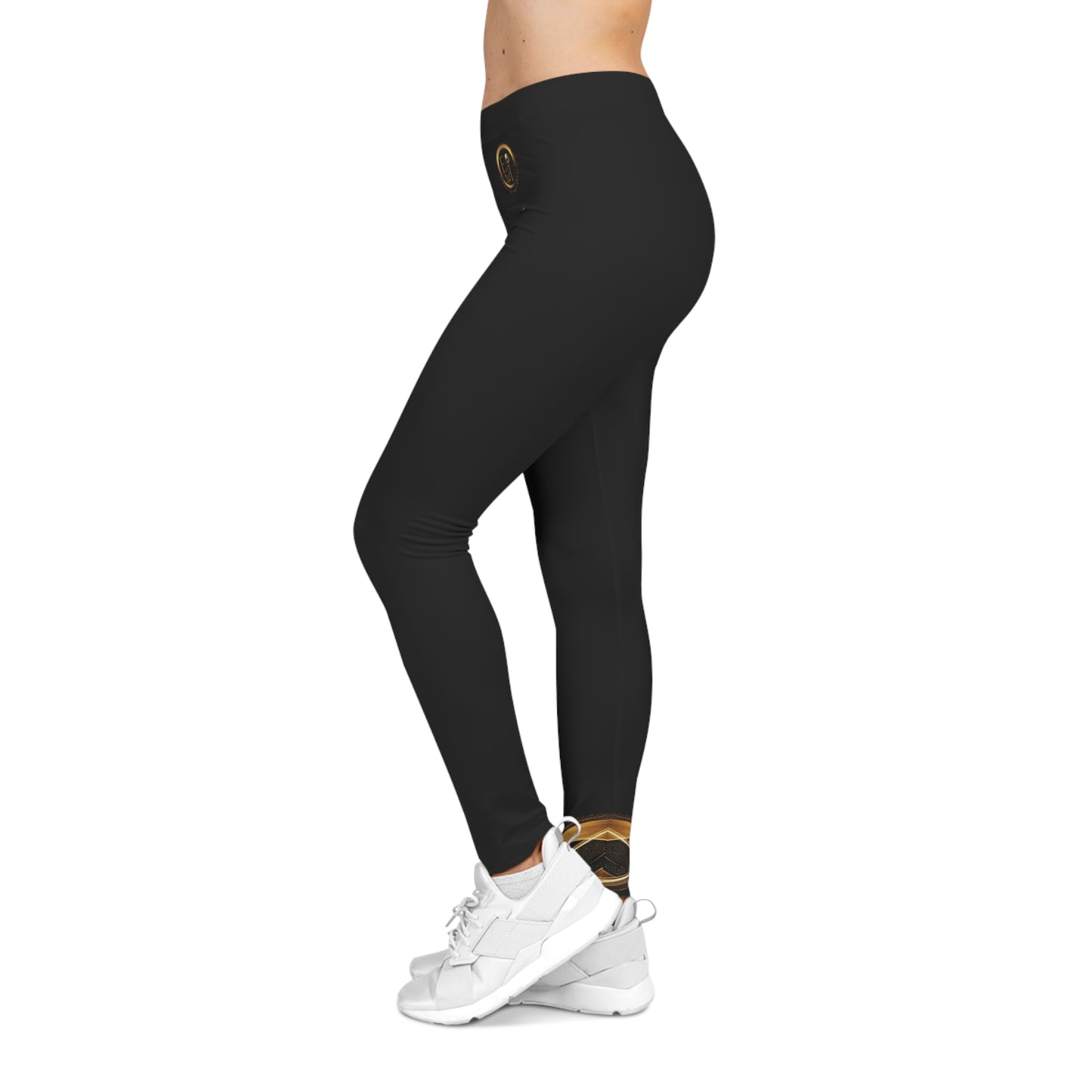 Black leggings worn by a person on a white background