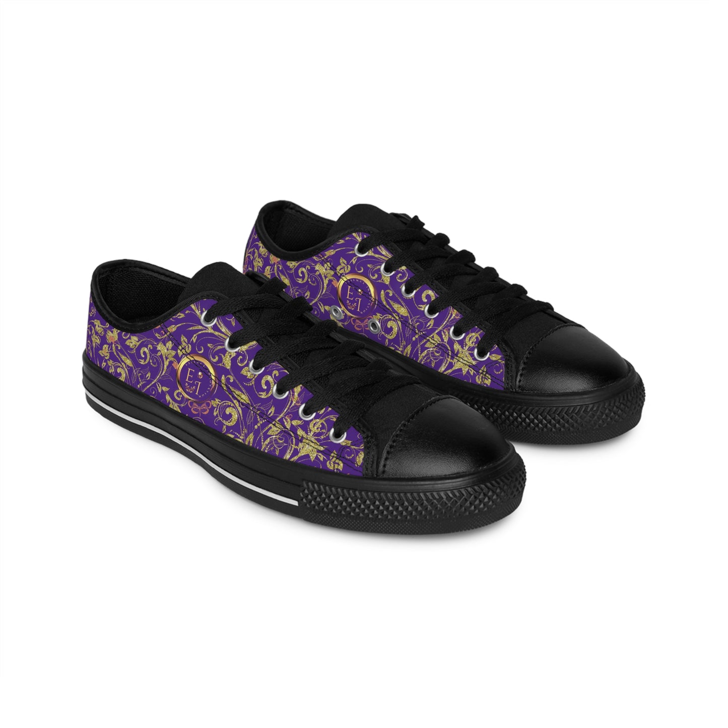 Bohemian Butterfly | Purple | Black Sole LowTop Sneakers