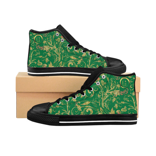 Bohemian Butterfly | Green | Black Sole HighTop Sneakers