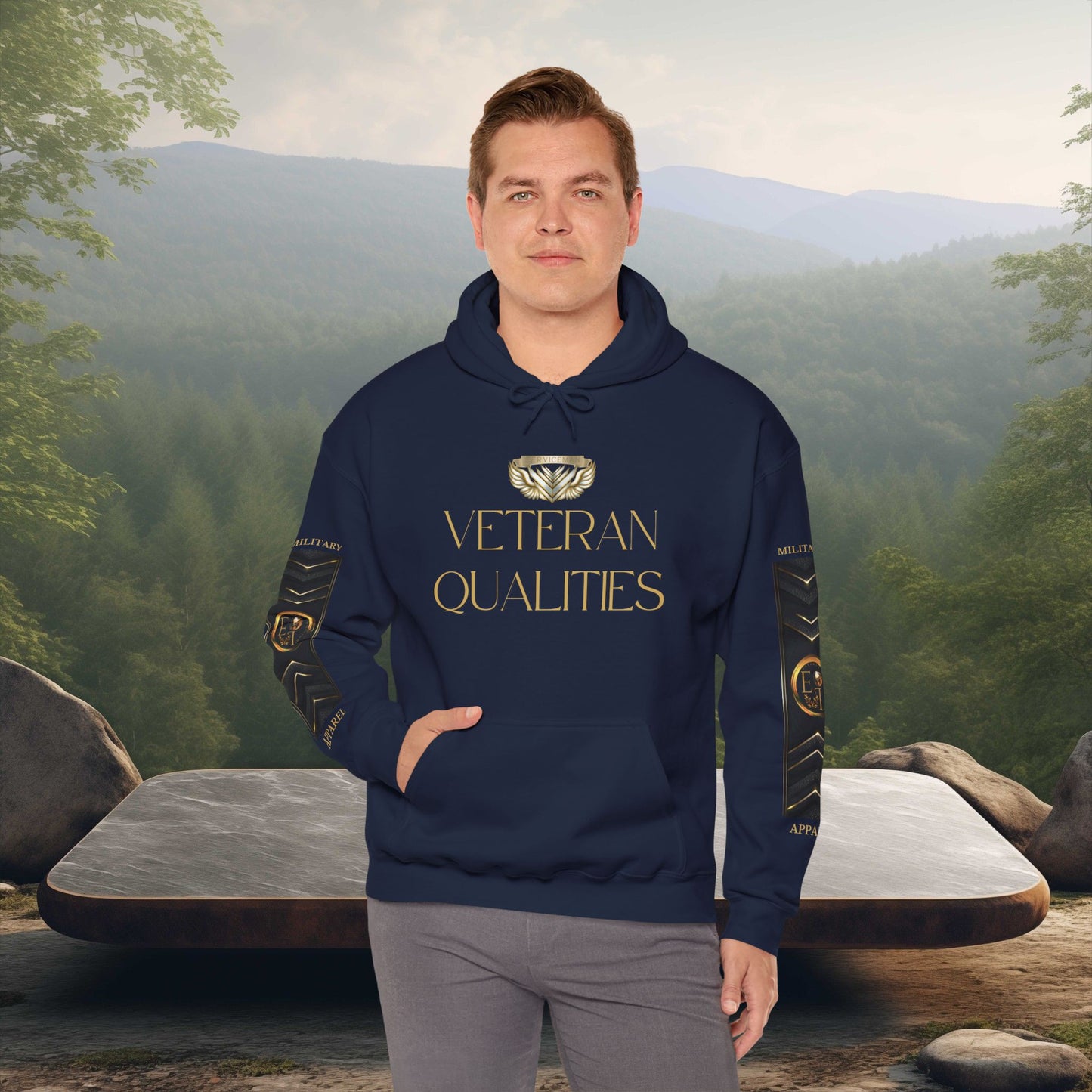 Veteran Qualities Serviceman Four | Navy Hoodie | Military & Service Tribute