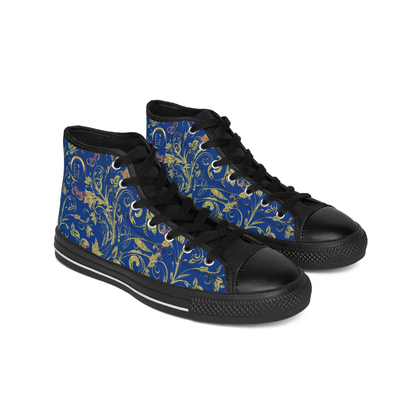 Bohemian Butterfly Hightops XIII | Black Sole | Dark Blue