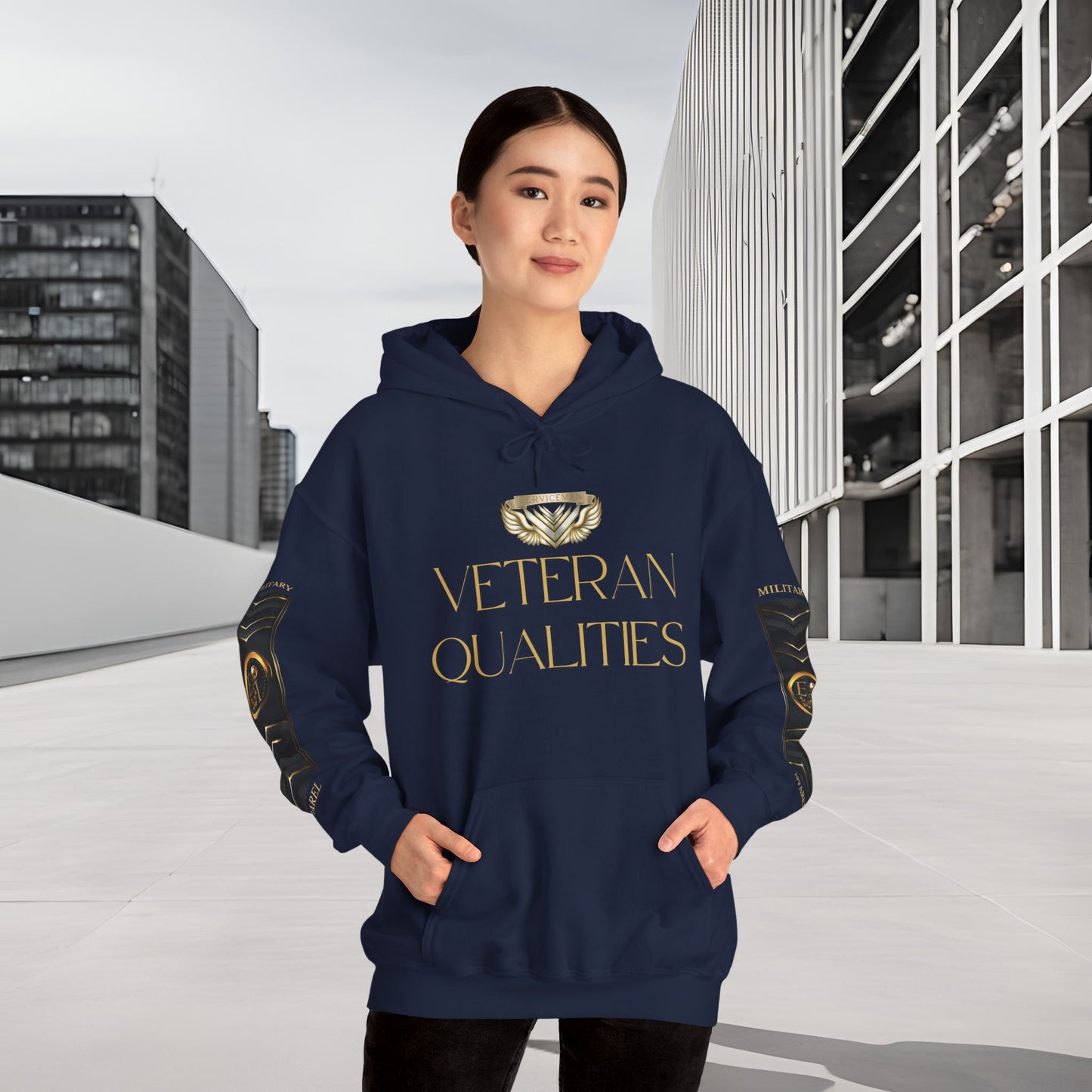 Veteran Qualities Serviceman Four | Navy Hoodie | Military & Service Tribute