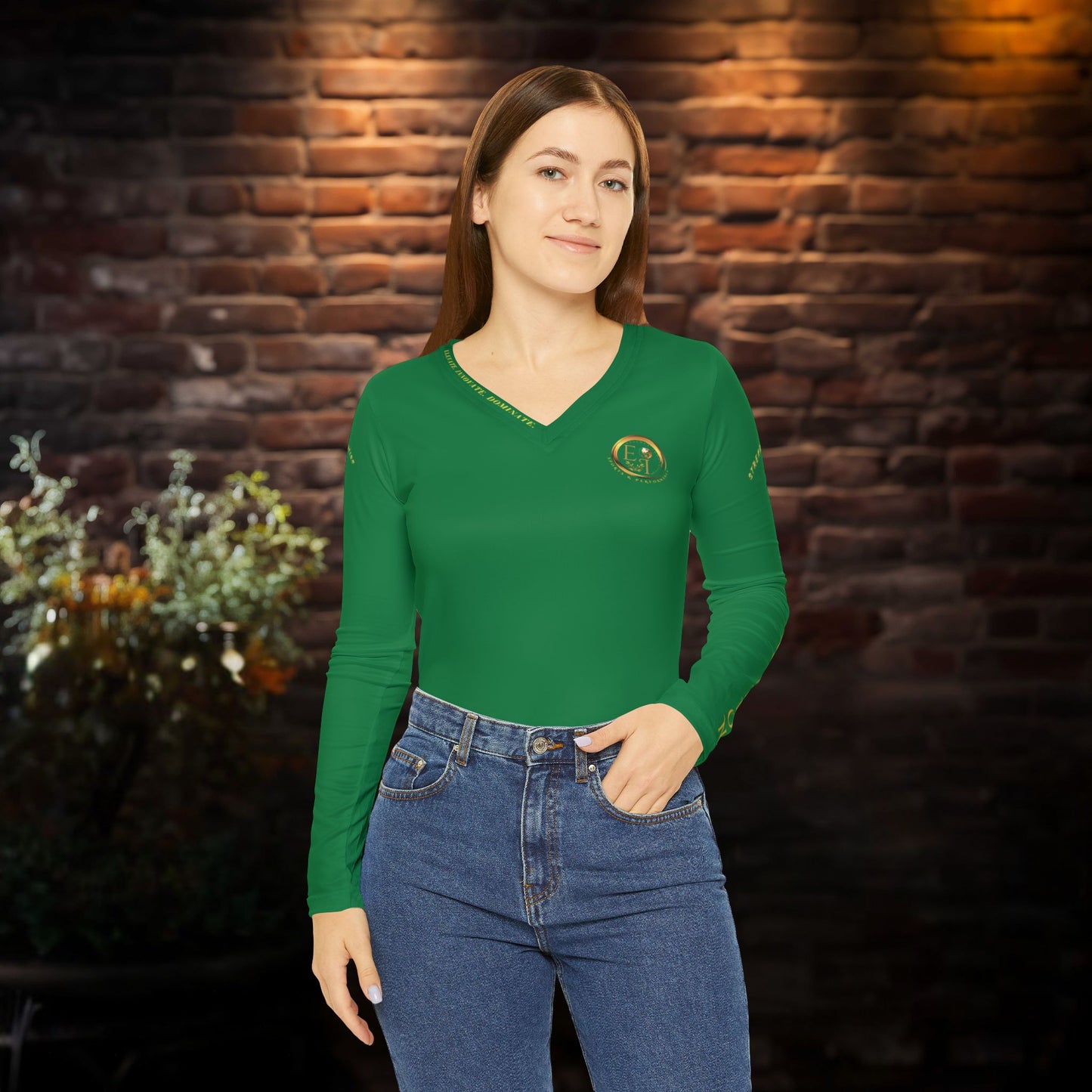 Seek More Performance XII | EI Sports LS V-Neck | Dark Green