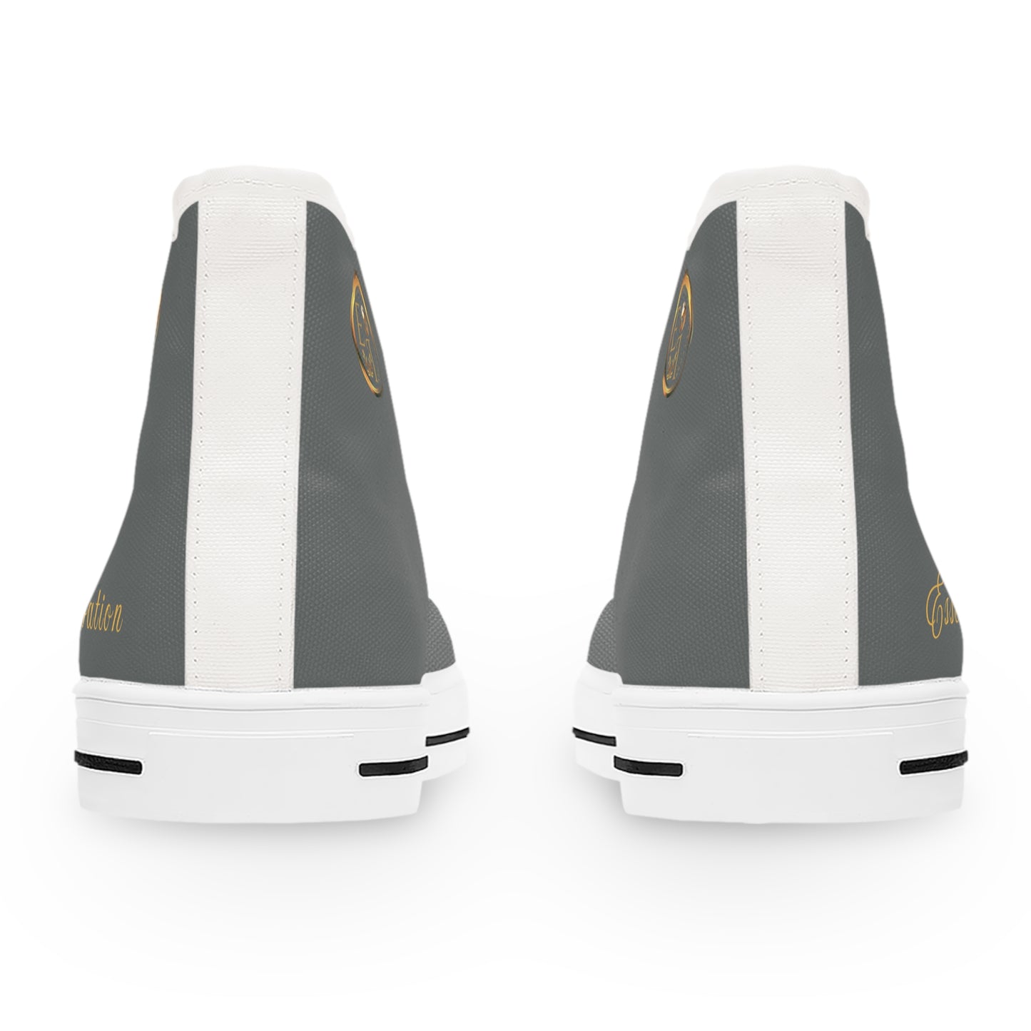 Gray and white shoes with a 'Essence Innovation' brand logo on a white background