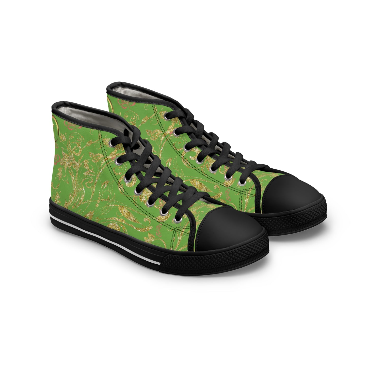 Bohemian Butterfly Heart | Light Green | Black Sole HighTop Sneakers