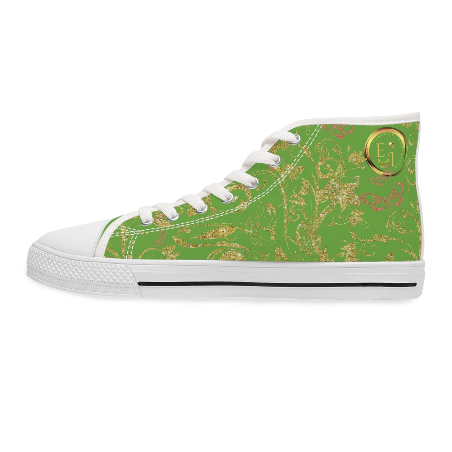Ladies Bohemian Butterfly | Light Green | White Sole HighTops