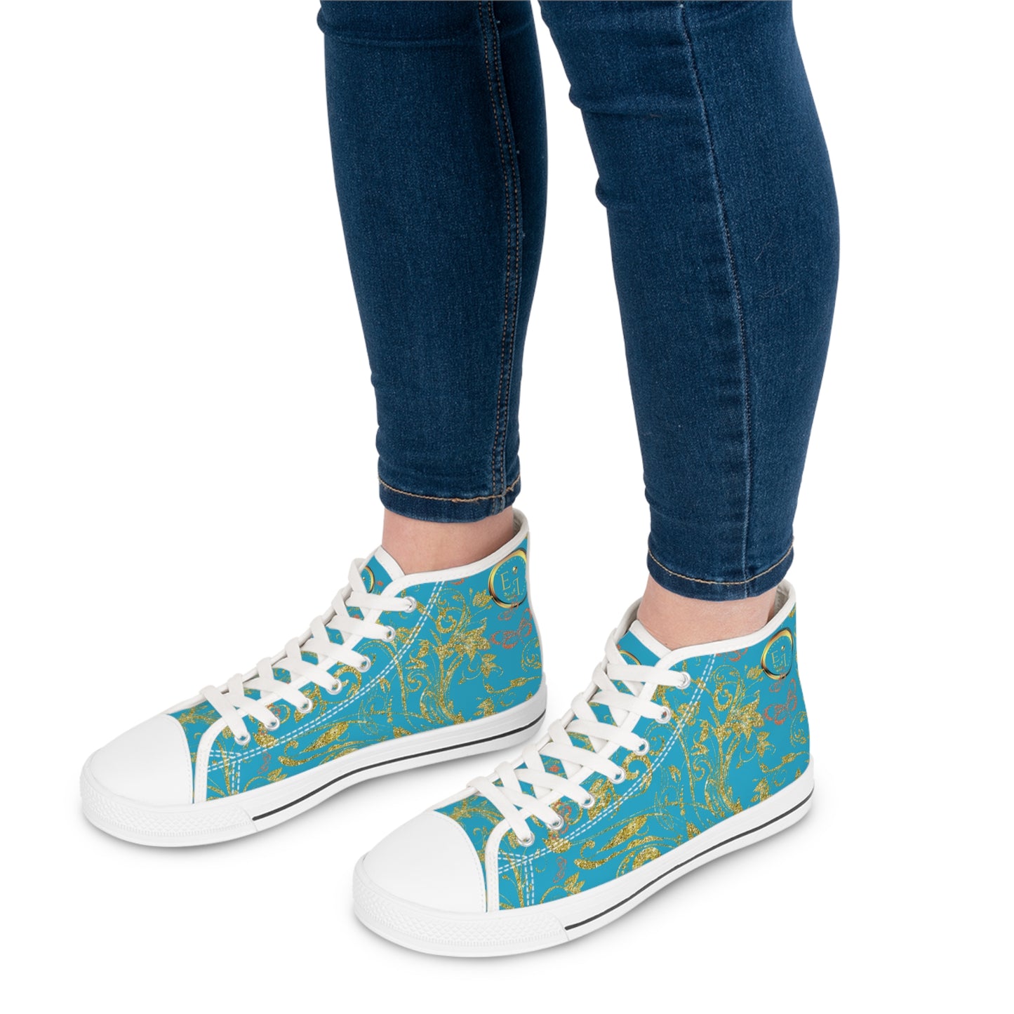 Ladies Bohemian Butterfly | Turquoise | White Sole HighTops