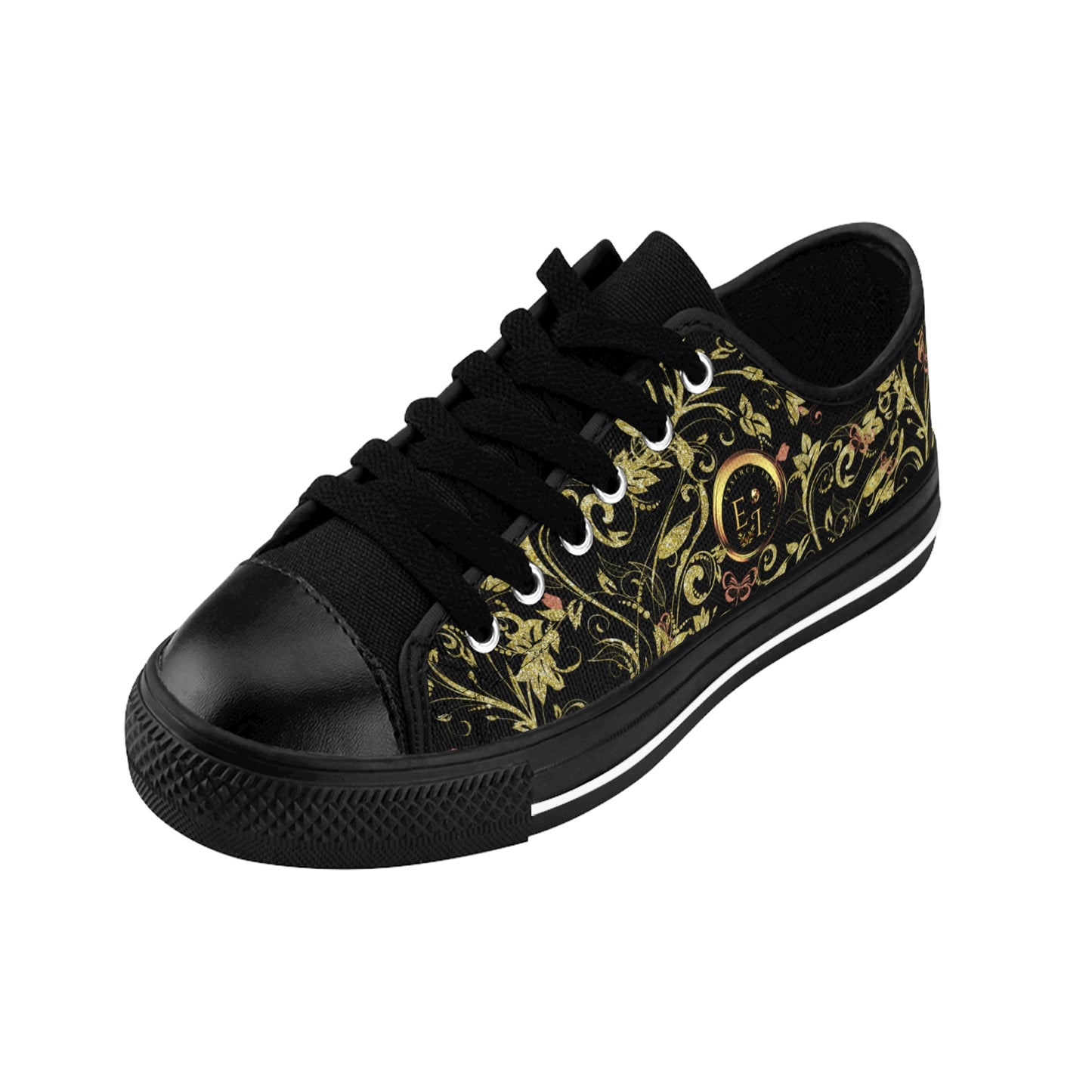 Bohemian Butterfly | Black | Black Sole LowTop Sneakers