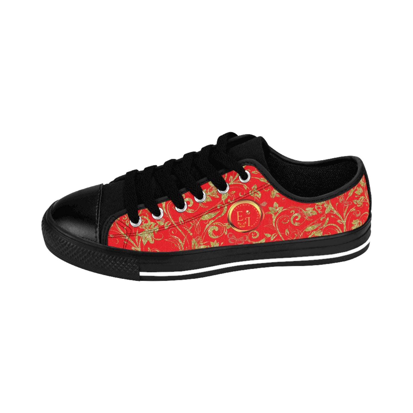 Bohemian Butterfly | Red | Black Sole LowTop Sneakers