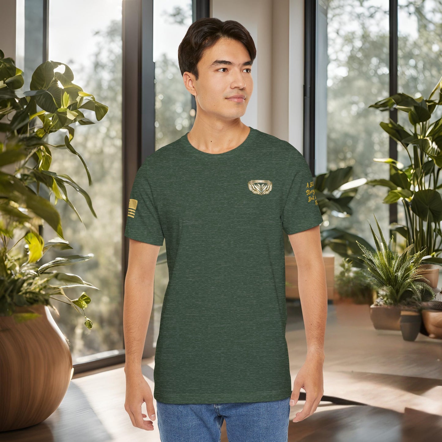 Essence Forest Veteran Tee – Deep Green Tribute Shirt