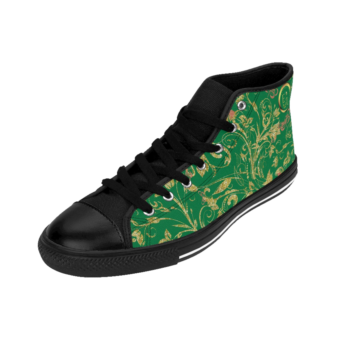 Bohemian Butterfly | Green | Black Sole HighTop Sneakers