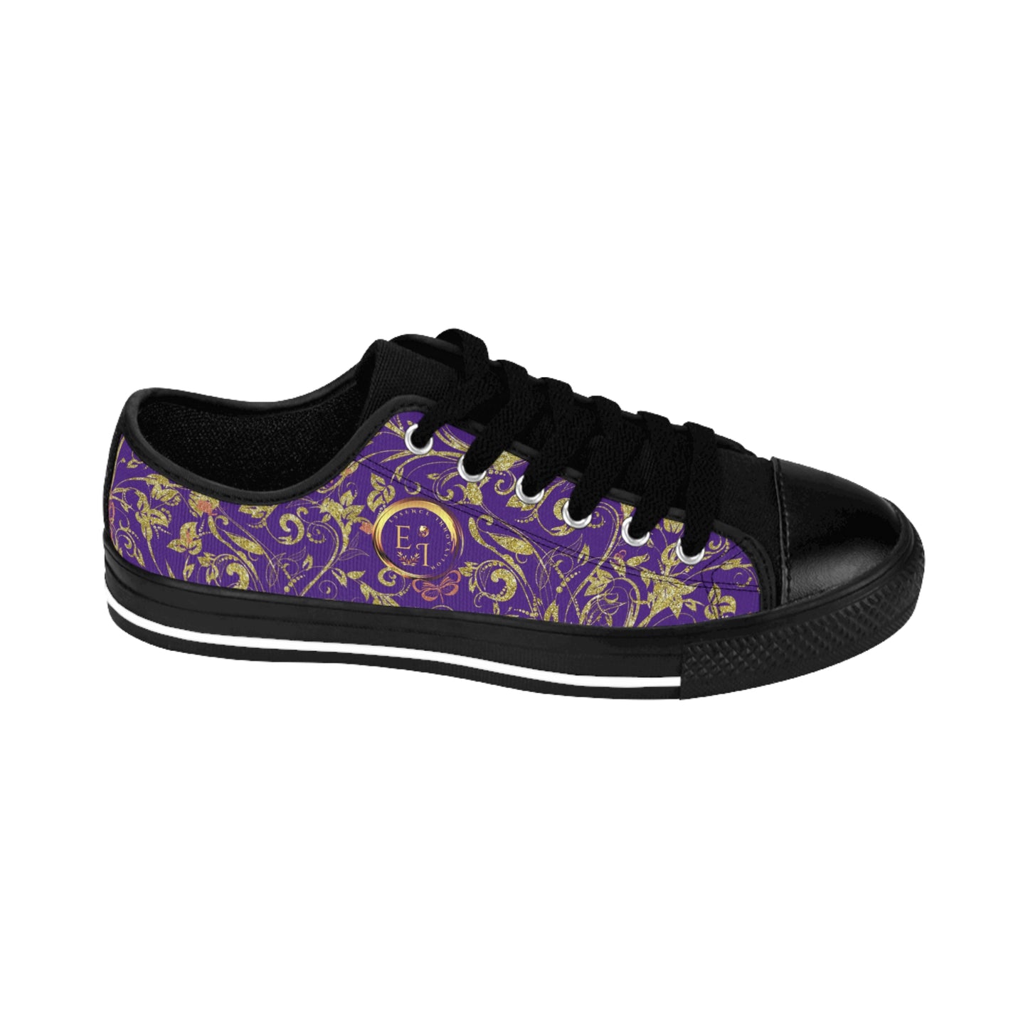Bohemian Butterfly | Purple | Black Sole LowTop Sneakers