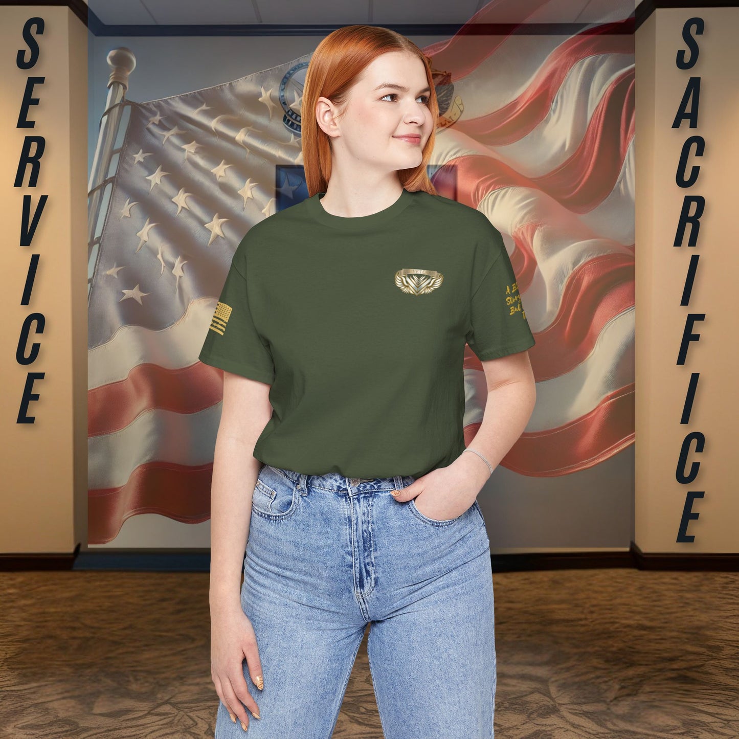Essence Green Veteran Tee – Military Pride T-Shirt