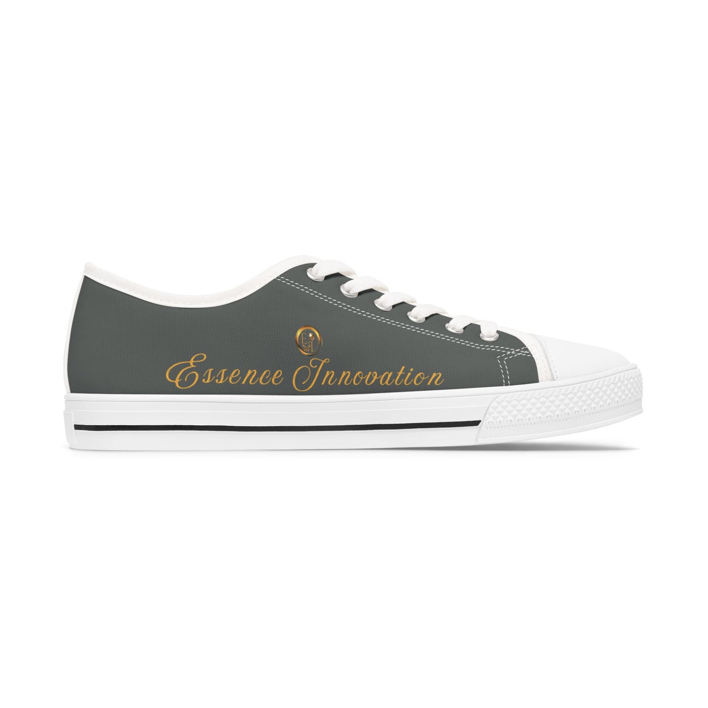 Gray sneaker with 'Essence Innovation' logo on a white background