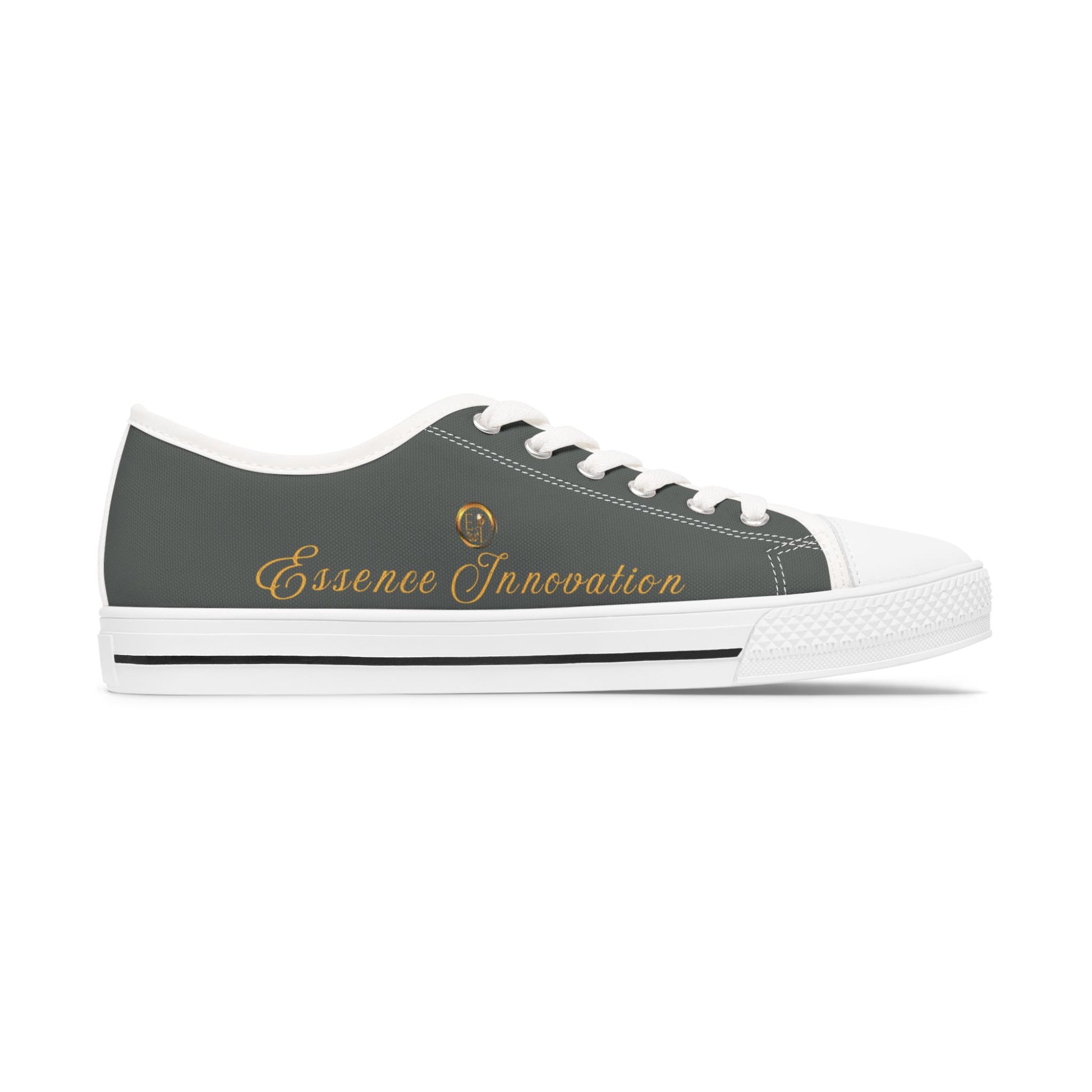 Gray sneaker with 'Essence Innovation' logo on a white background