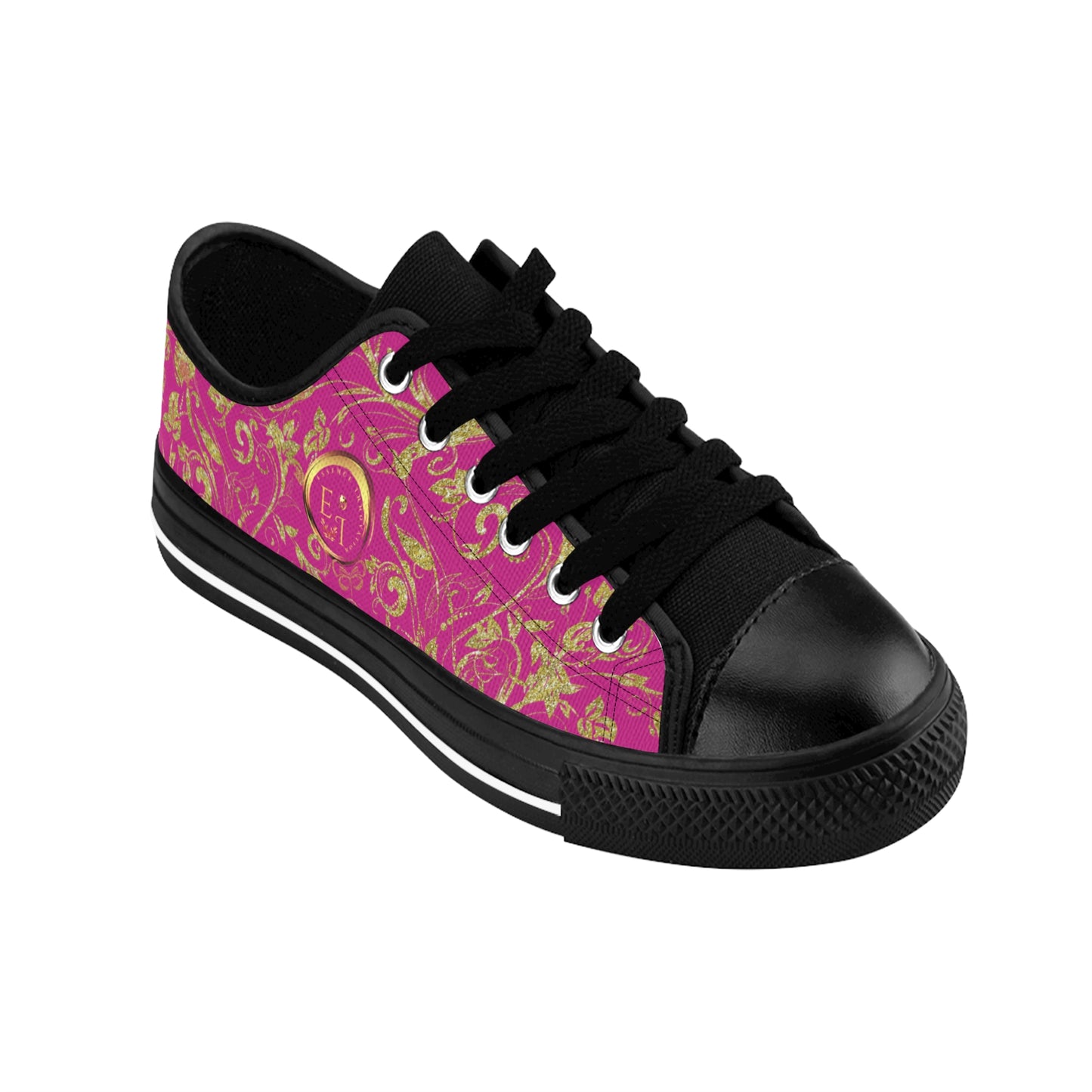 Bohemian Butterfly | Pink | Black Sole LowTop Sneakers
