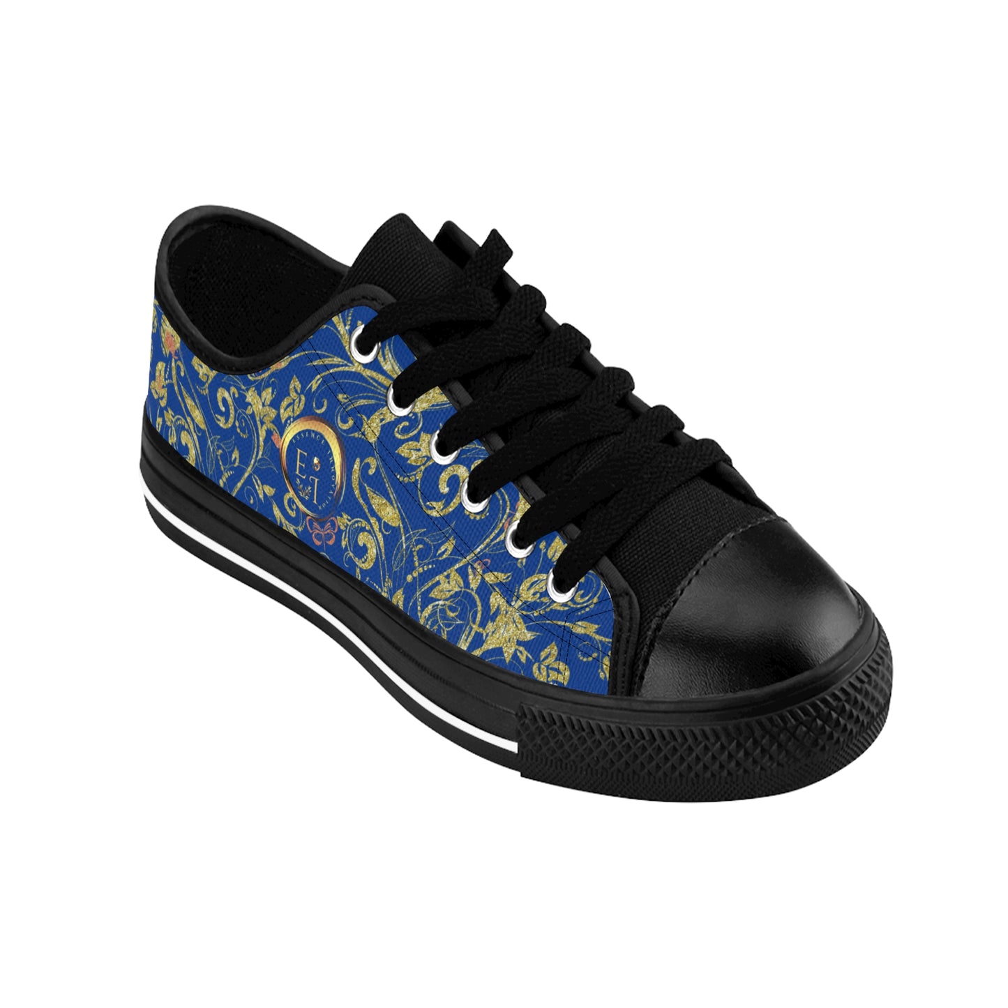 Bohemian Butterfly | Dark Blue | Black Sole LowTop Sneakers