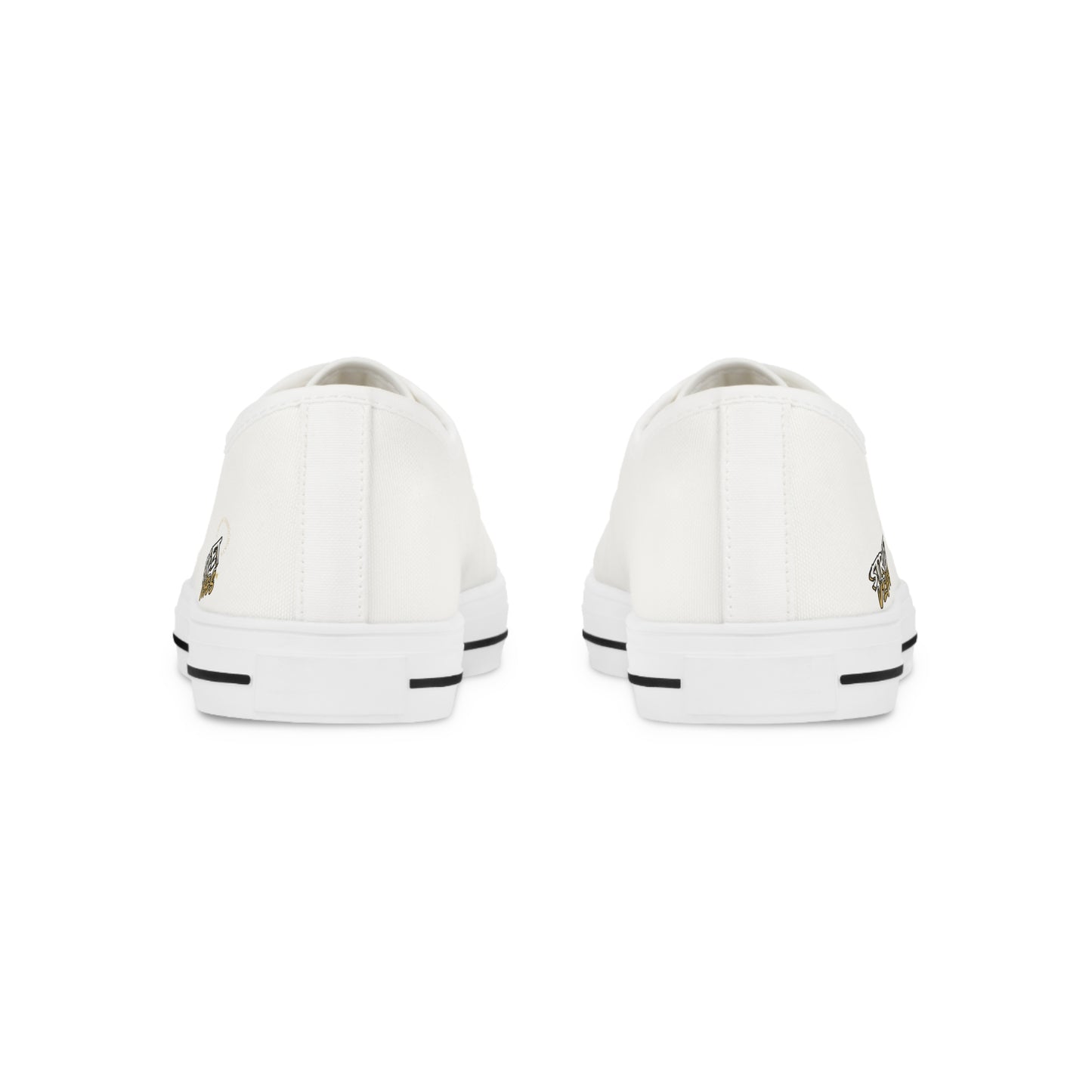 Pair of white Essence Innovation 'Street Vibes' sneakers with black accents on a white background