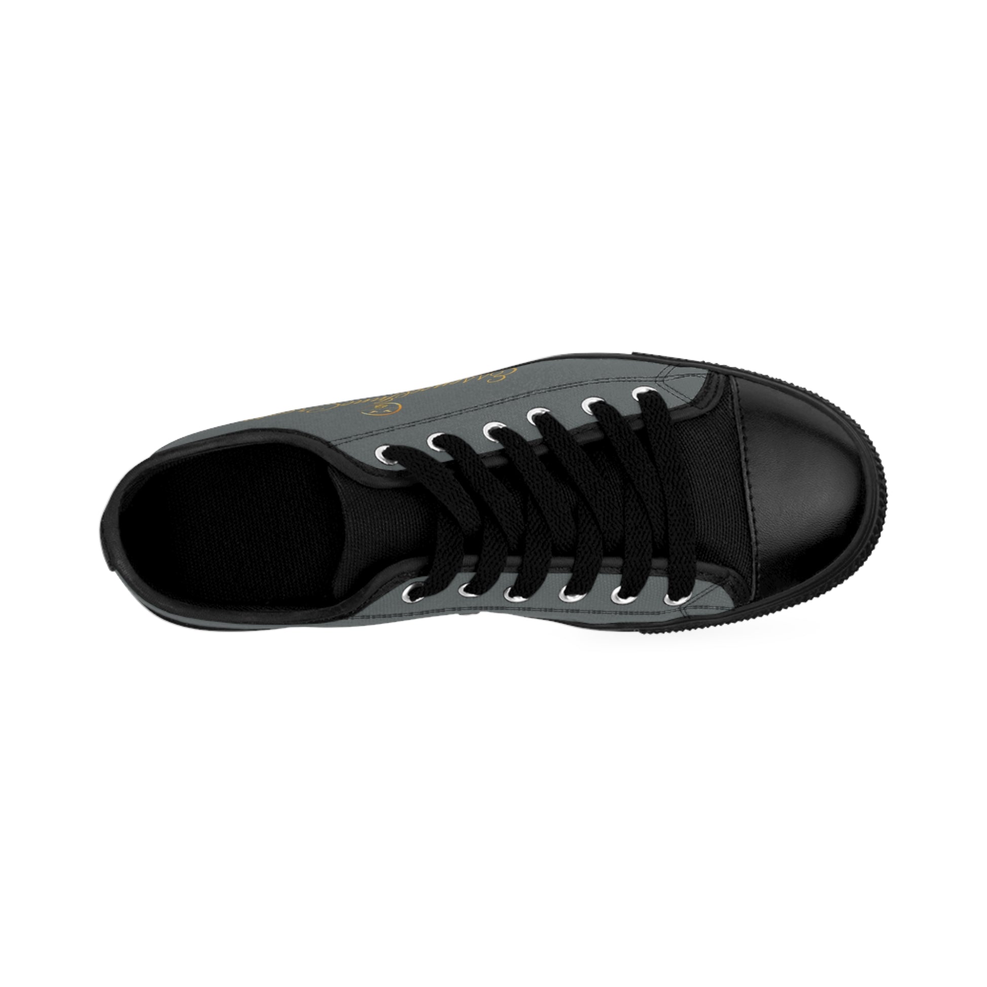 Gray and black sneaker with 'EssenceInnoCreate' accents on a white background
