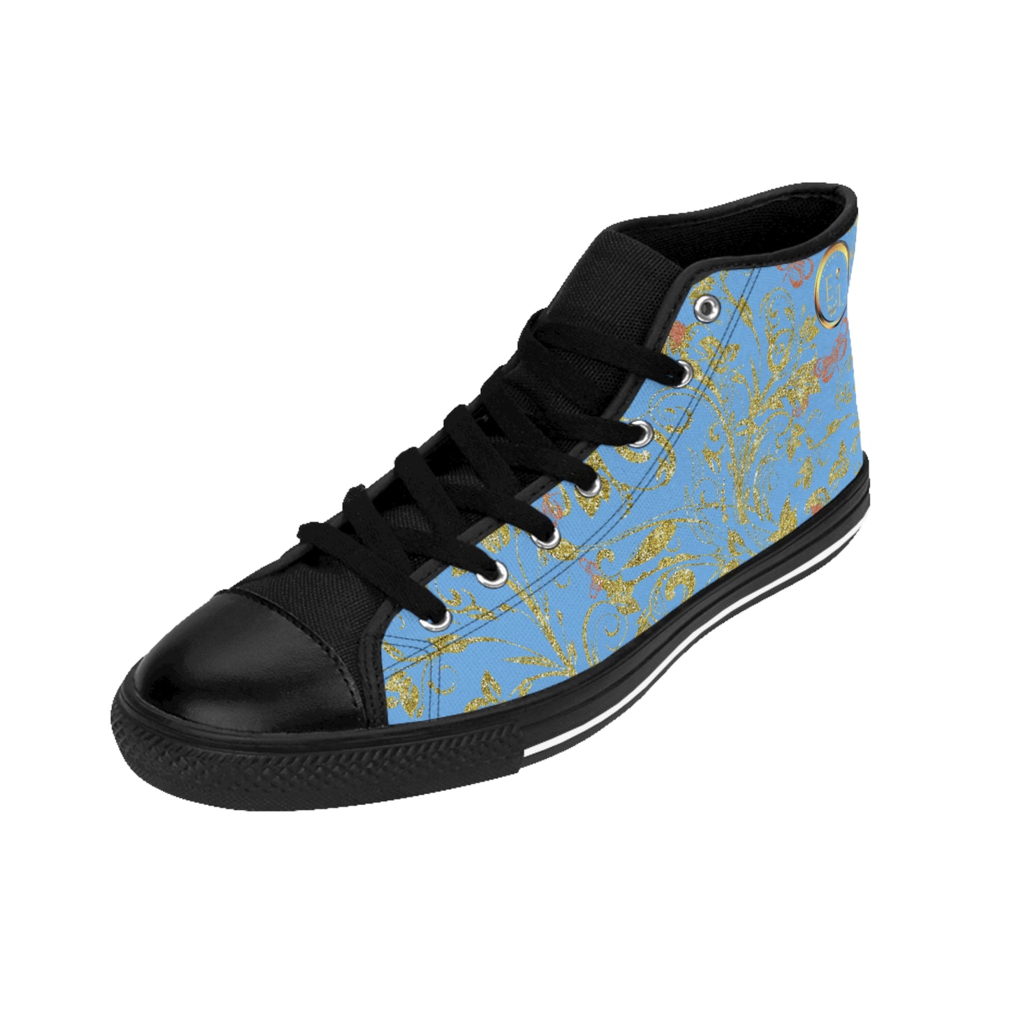 Bohemian Butterfly | Light Blue | Black Sole HighTop Sneakers