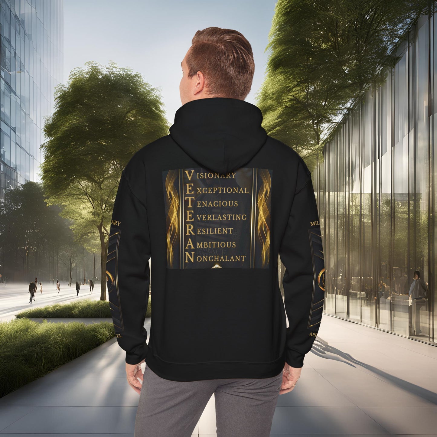 Veteran Qualities Leader One | Black Hoodie | Military & Service Tribute