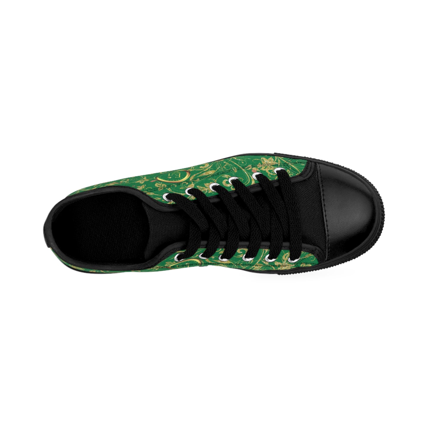 Bohemian Butterfly | Green | Black Sole LowTop Sneakers