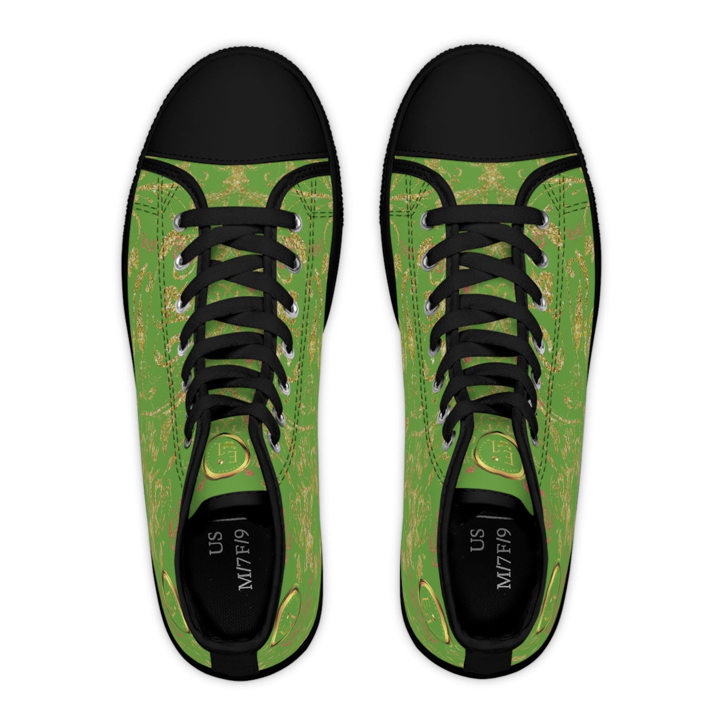 Bohemian Butterfly Heart | Light Green | Black Sole HighTop Sneakers