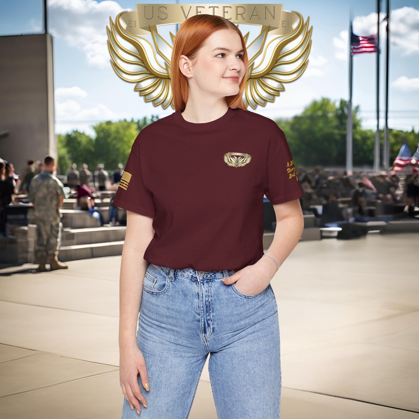 Essence Maroon Veteran Tee – Bold Patriotic T-Shirt