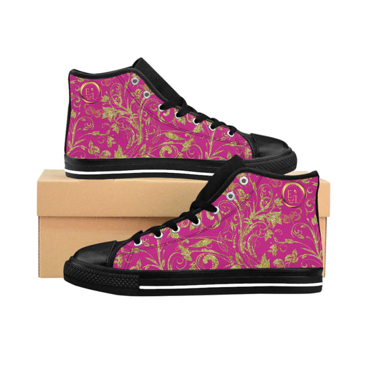Bohemian Butterfly | Pink | Black Sole HighTop Sneakers