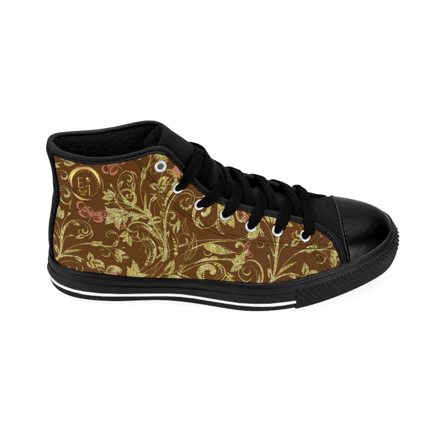 Bohemian Butterfly | Brown | Black Sole HighTop Sneakers