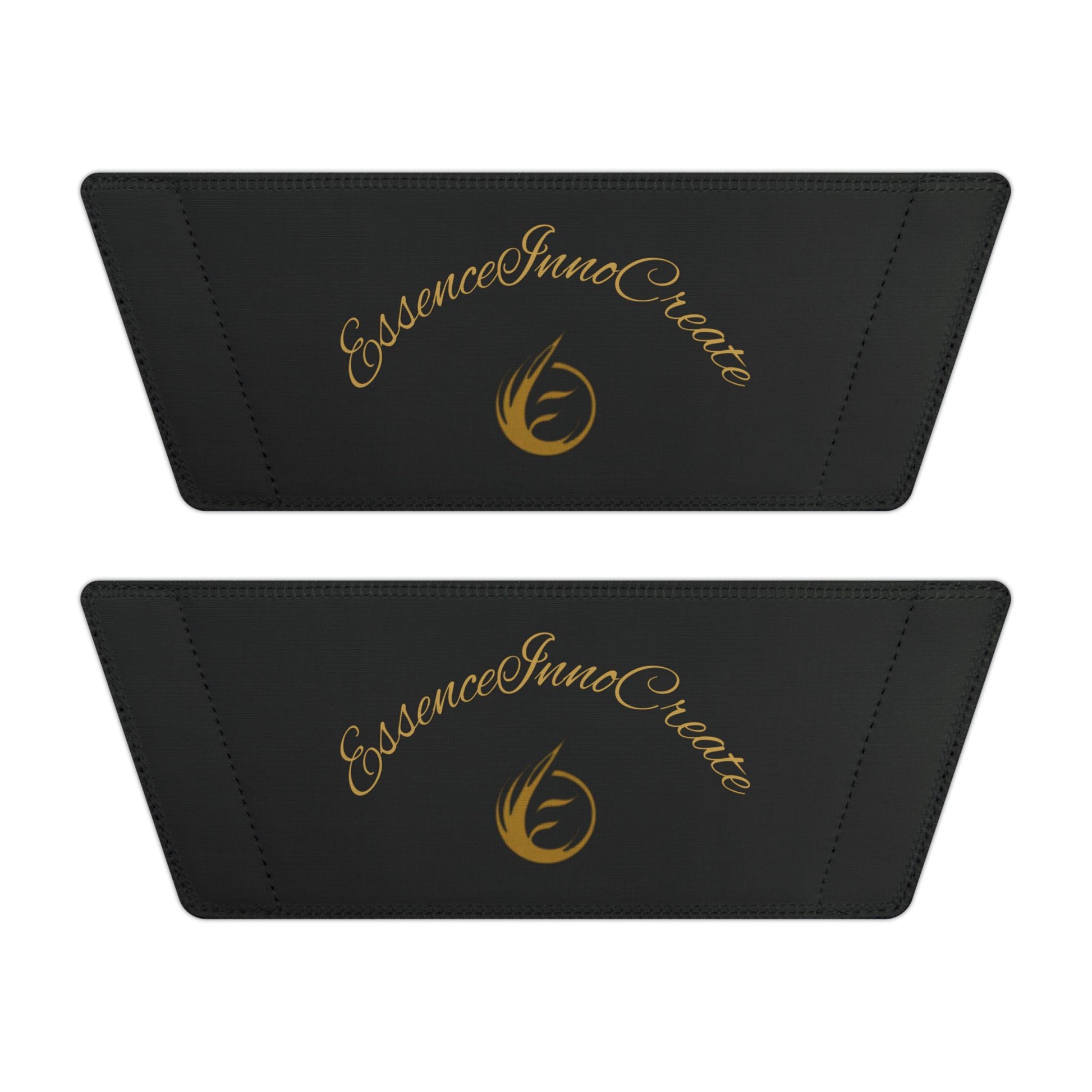 Two black card holders with gold 'EssenceInnoCreate' branding on a white background
