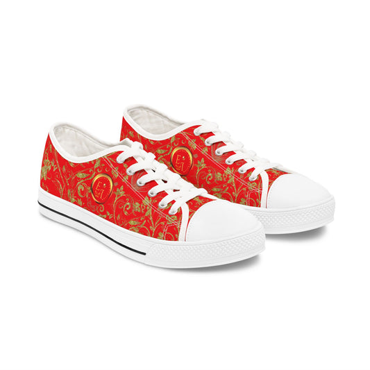 Ladies Bohemian Butterfly | Red | White Sole LowTops