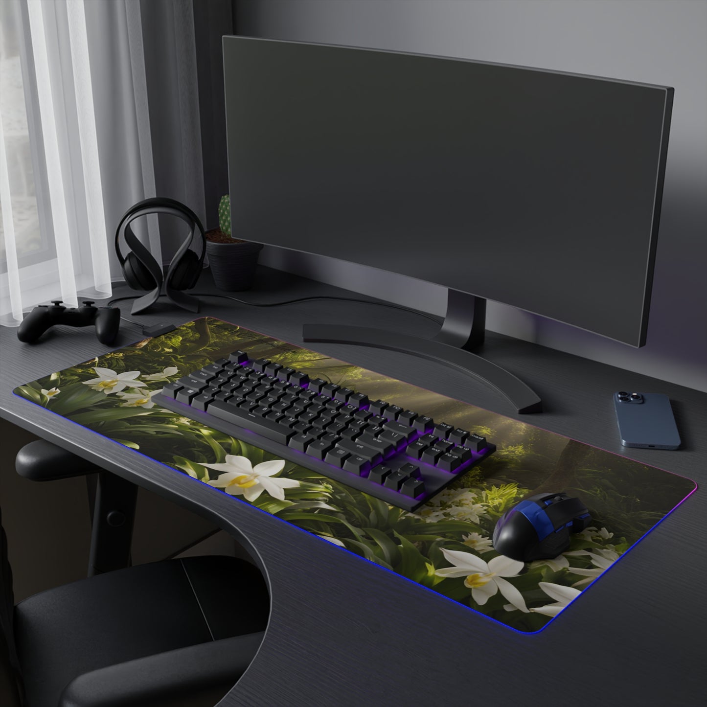 Orchid Grove | LED Gaming Mouse Pad | 4 Sizes