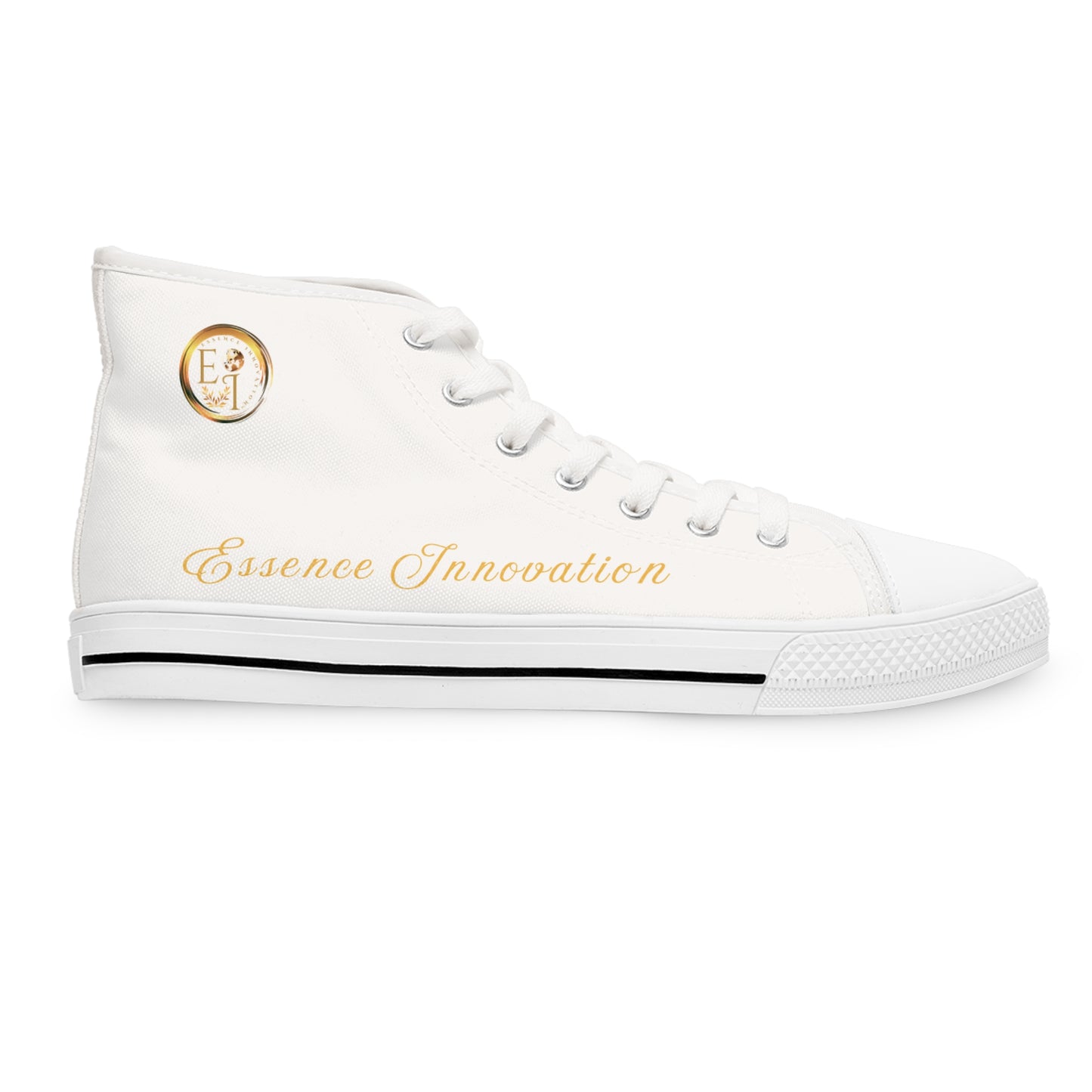 White high-top sneaker with 'Essence Innovation' branding on a white background
