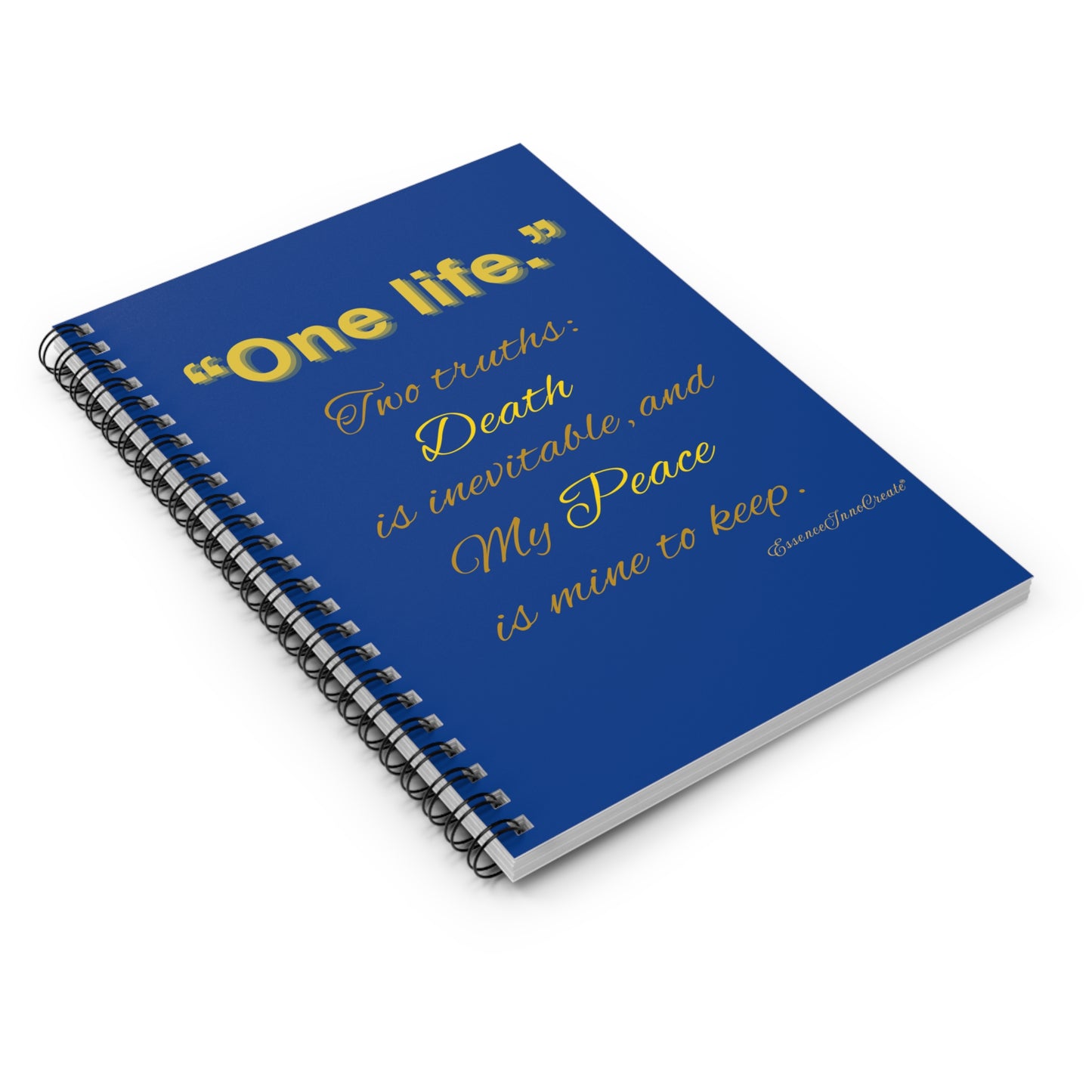 "One life."  Spiral Journal | Blue with Inspirational Gold Quote